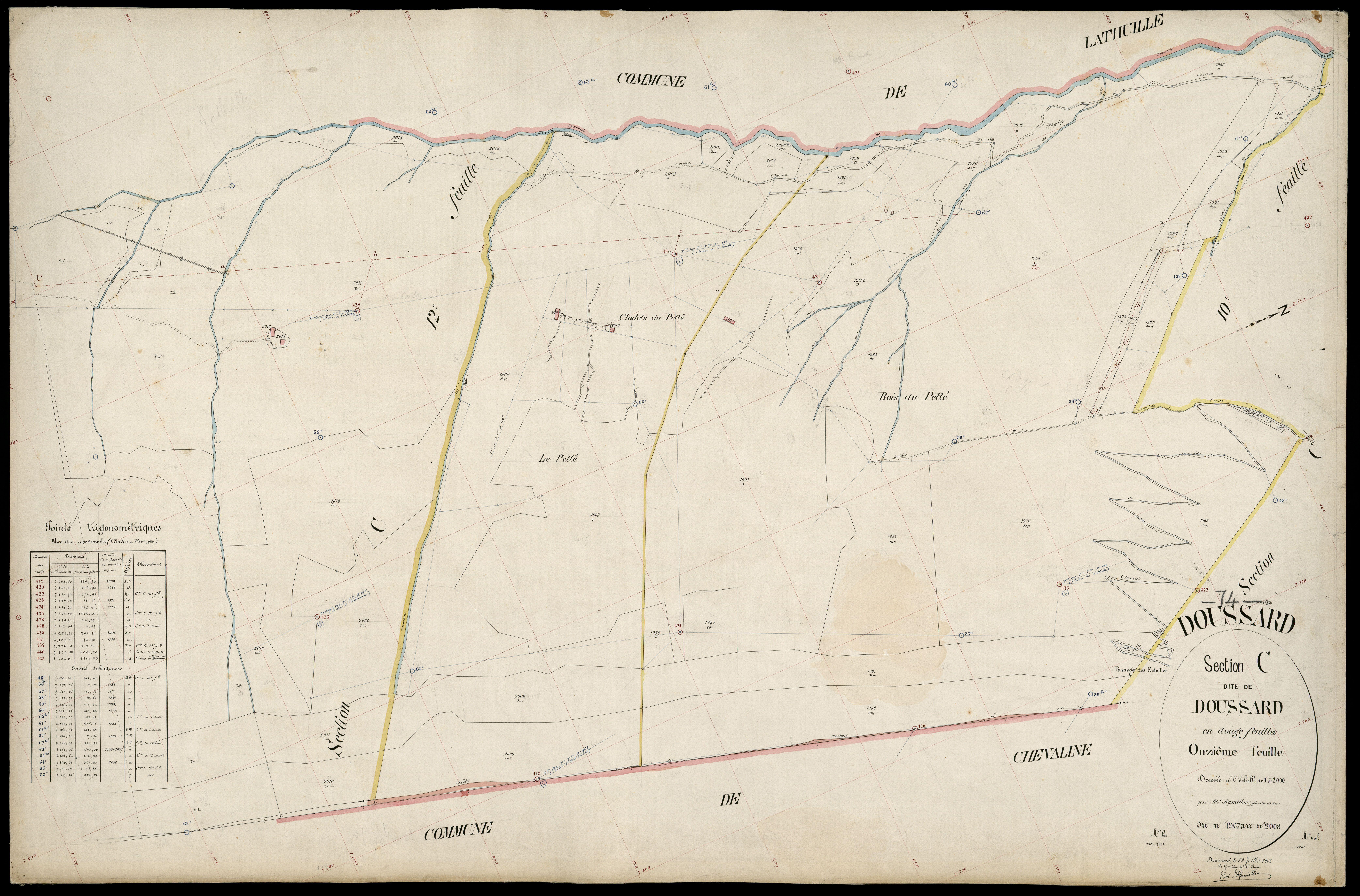 3 P 3 4262 - Feuille n° 12, parcelles n° 2010 à 2042 - 29 juillet 1905