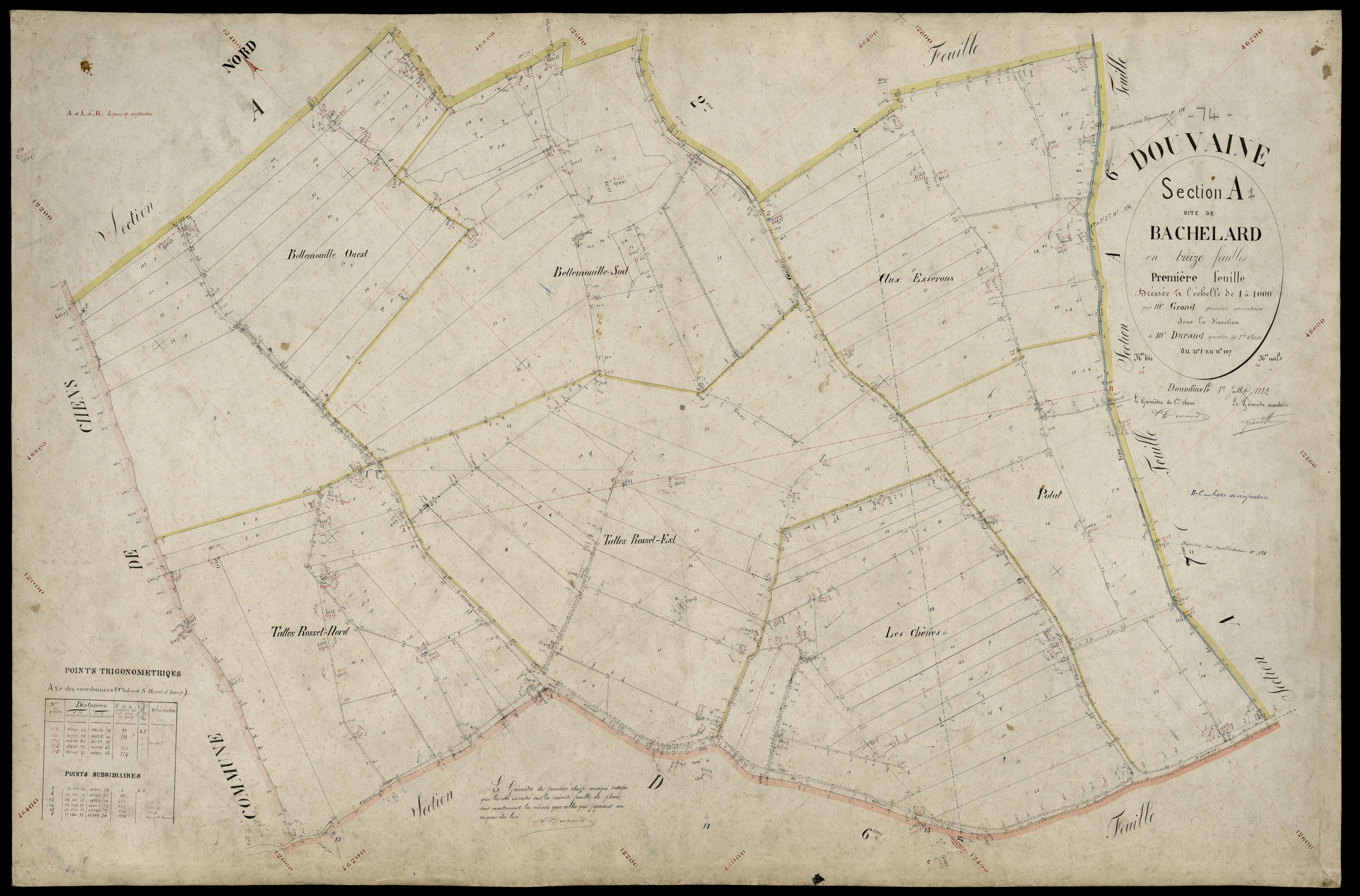 3 P 3 4265 - Feuille n° 2, parcelles n° 108 à 207 - 1er juillet 1882
