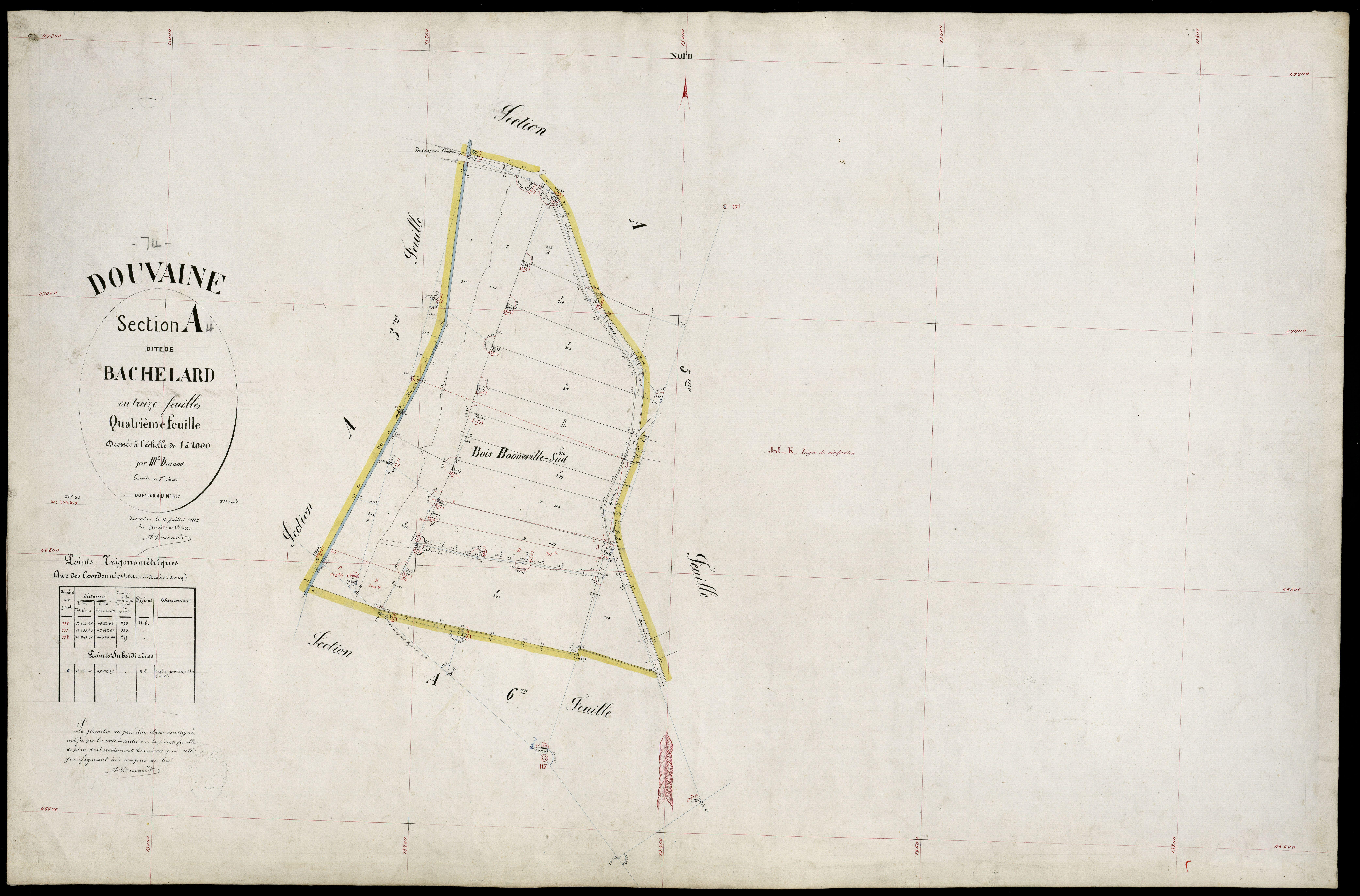 3 P 3 4268 - Feuille n° , parcelles n° 318 à 40 - 25 juin 1882