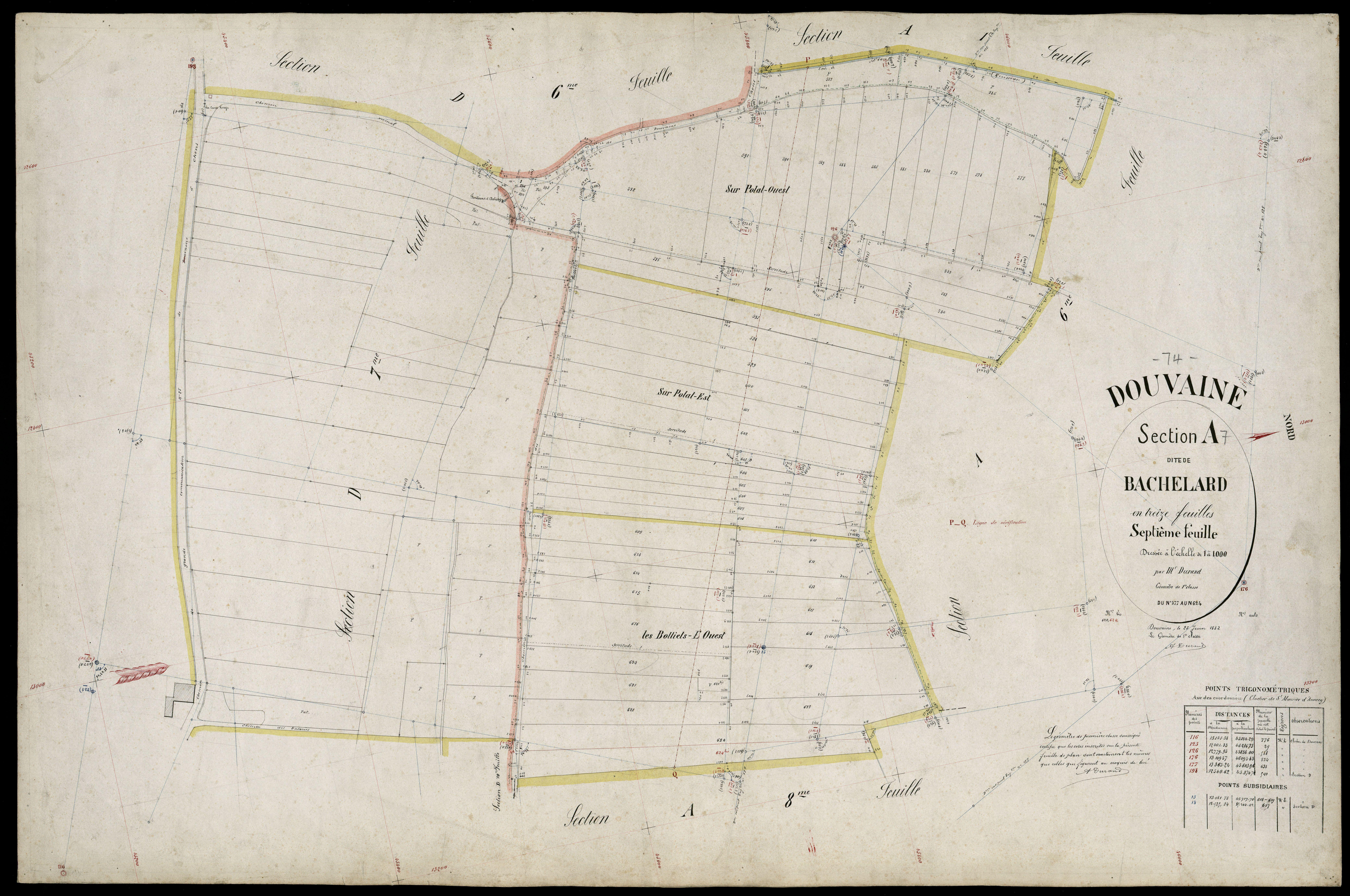 3 P 3 4271 - Feuille n° 8, parcelles n° 62 à 687 - 25 juin 1882
