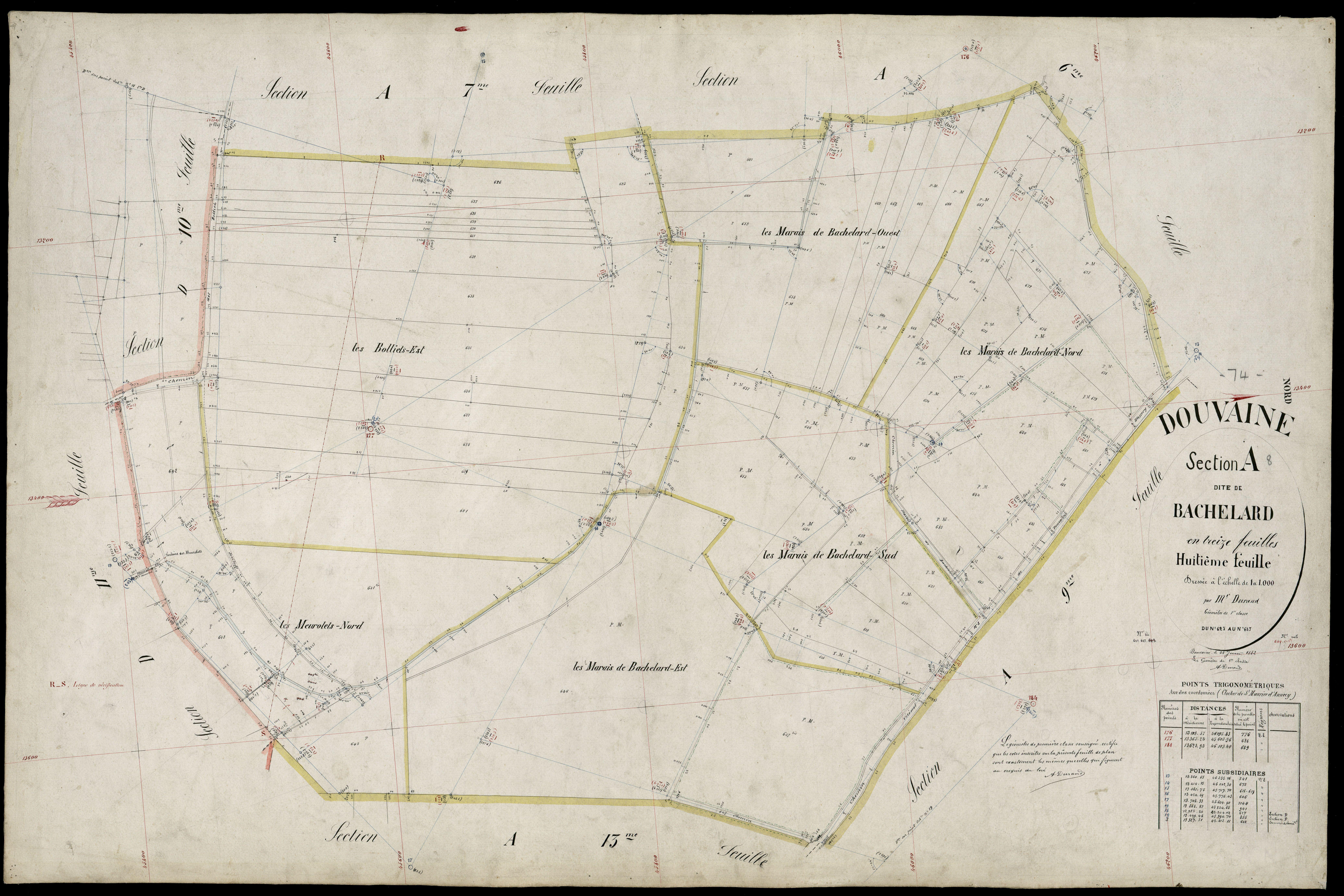 3 P 3 4272 - Feuille n° 9, parcelles n° 688 à 761 - 25 juin 1882