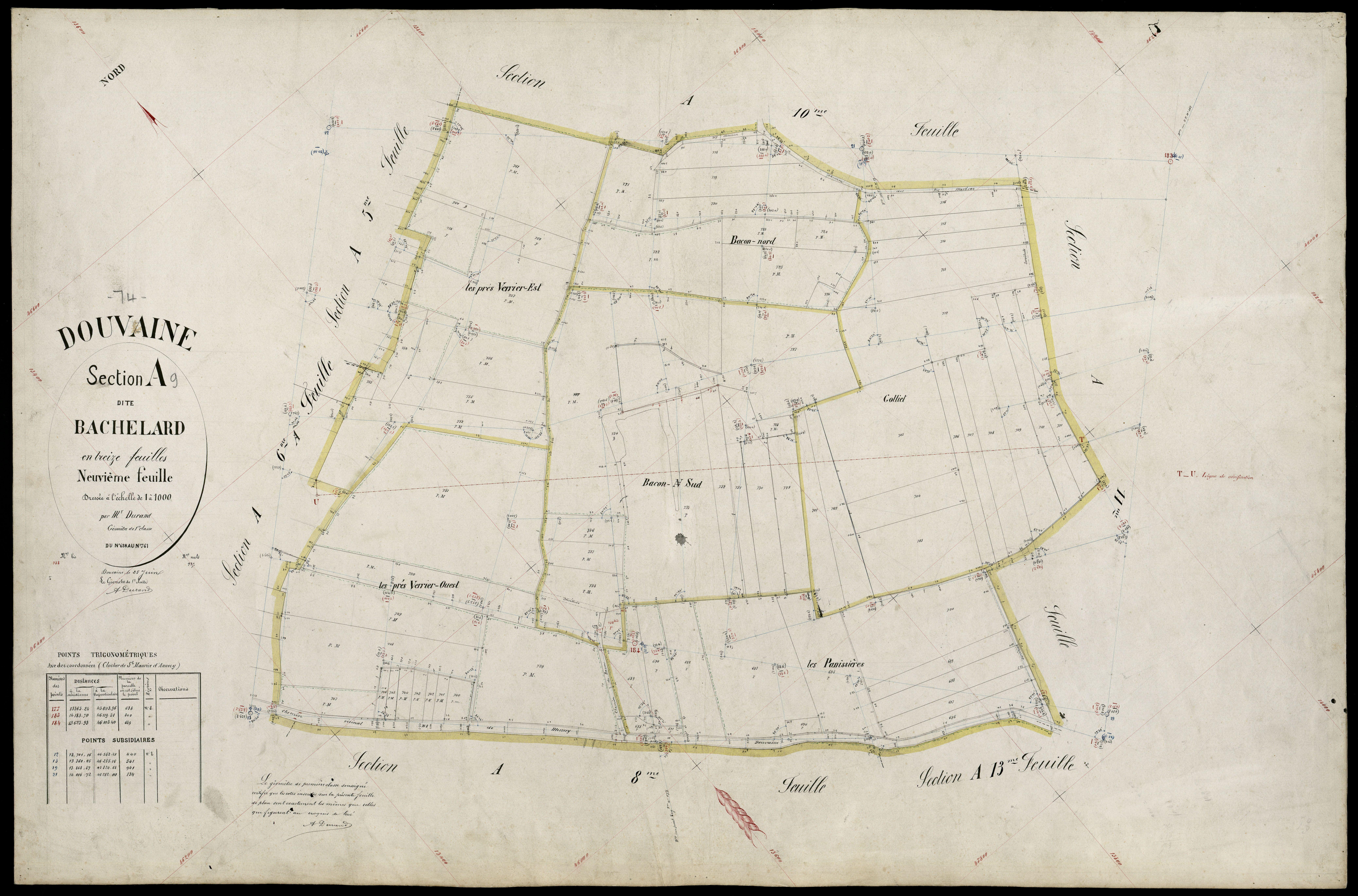 3 P 3 4273 - Feuille n° 10, parcelles n° 762 à 846 - 25 juin 1882