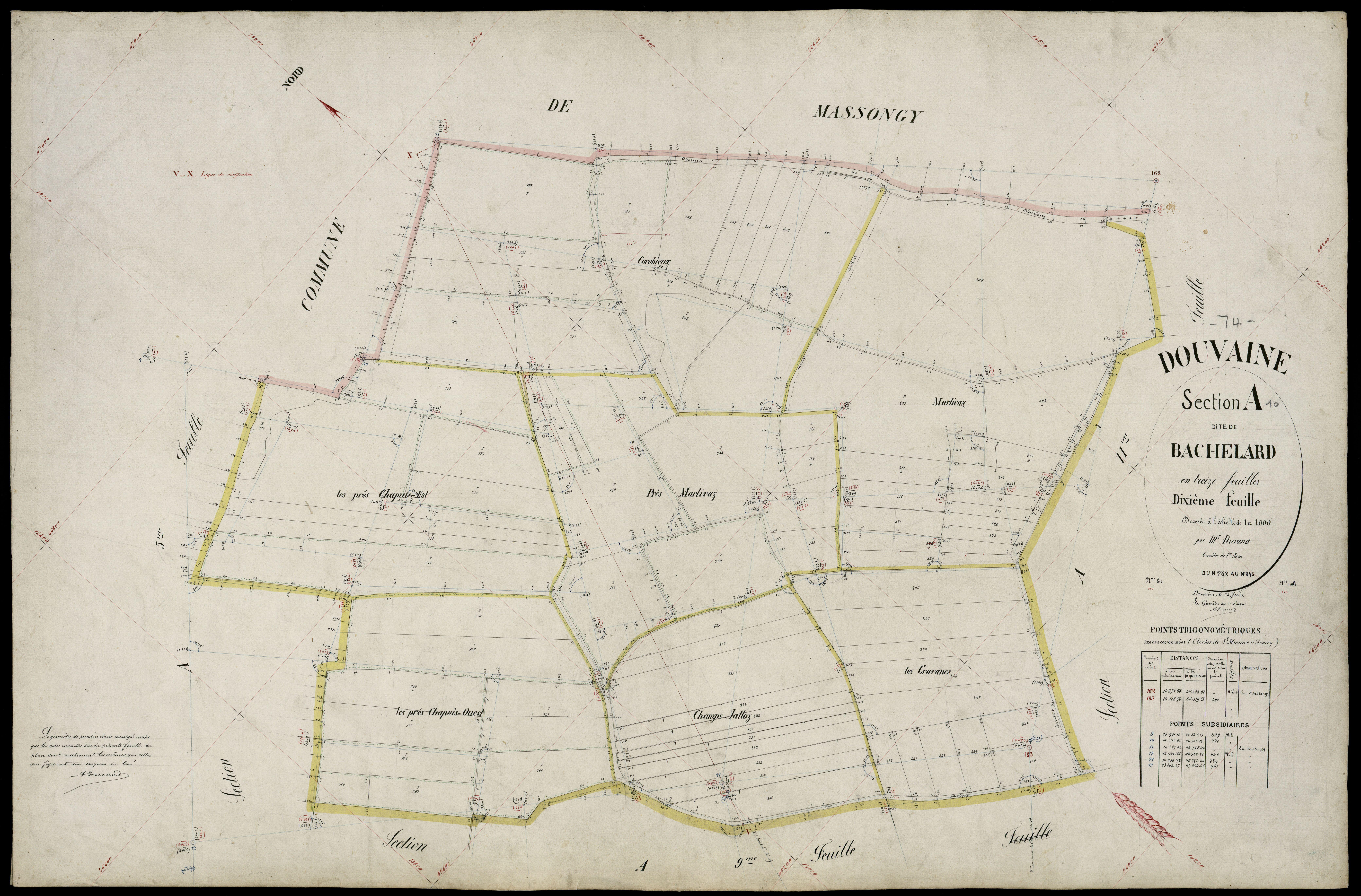 3 P 3 4274 - Feuille n° 11, parcelles n° 847 à 1020 - 25 juin 1882