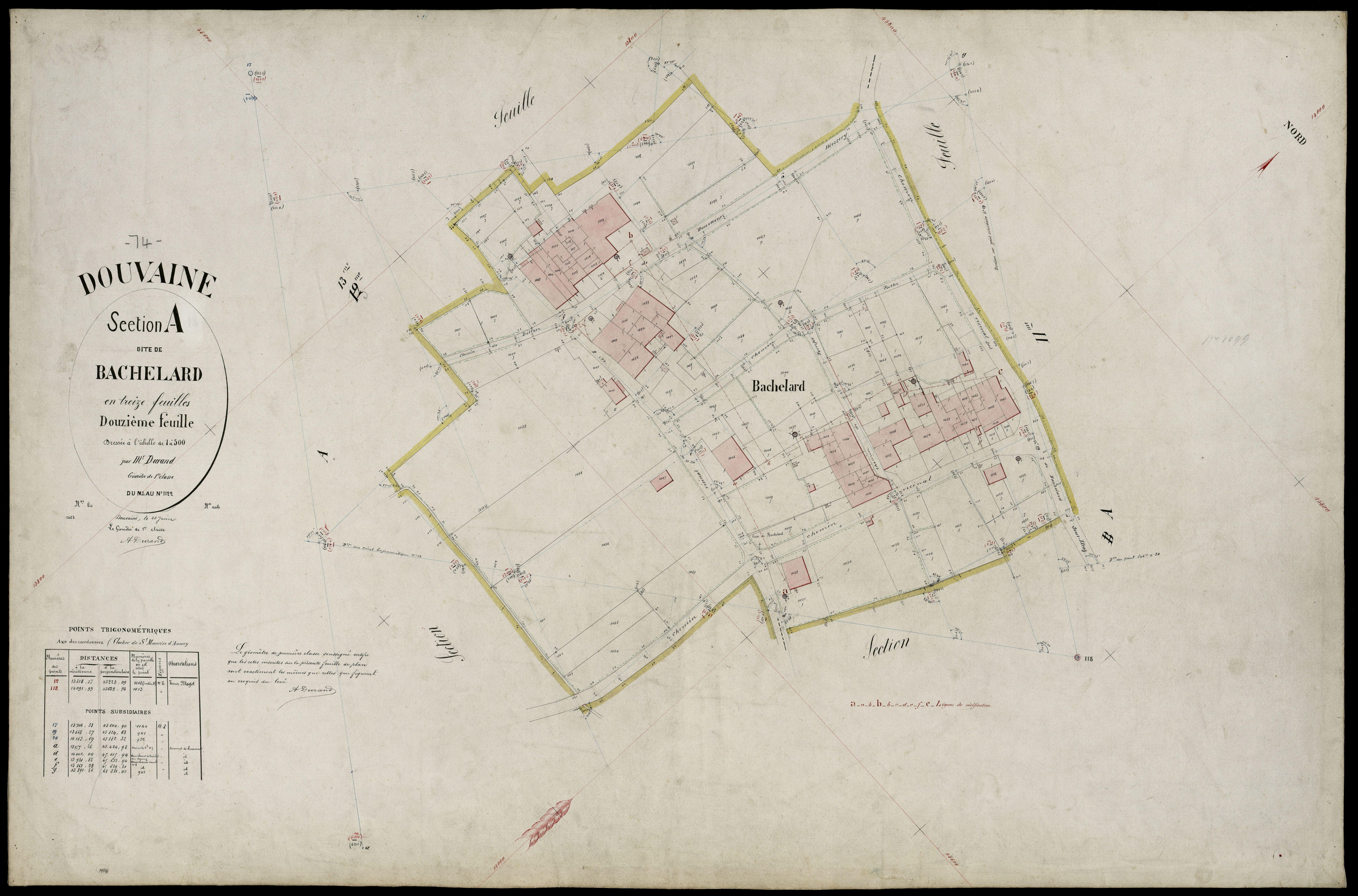 3 P 3 4276 - Feuille n° 13, parcelles n° 1123 à 1189 - 25 juin 1882