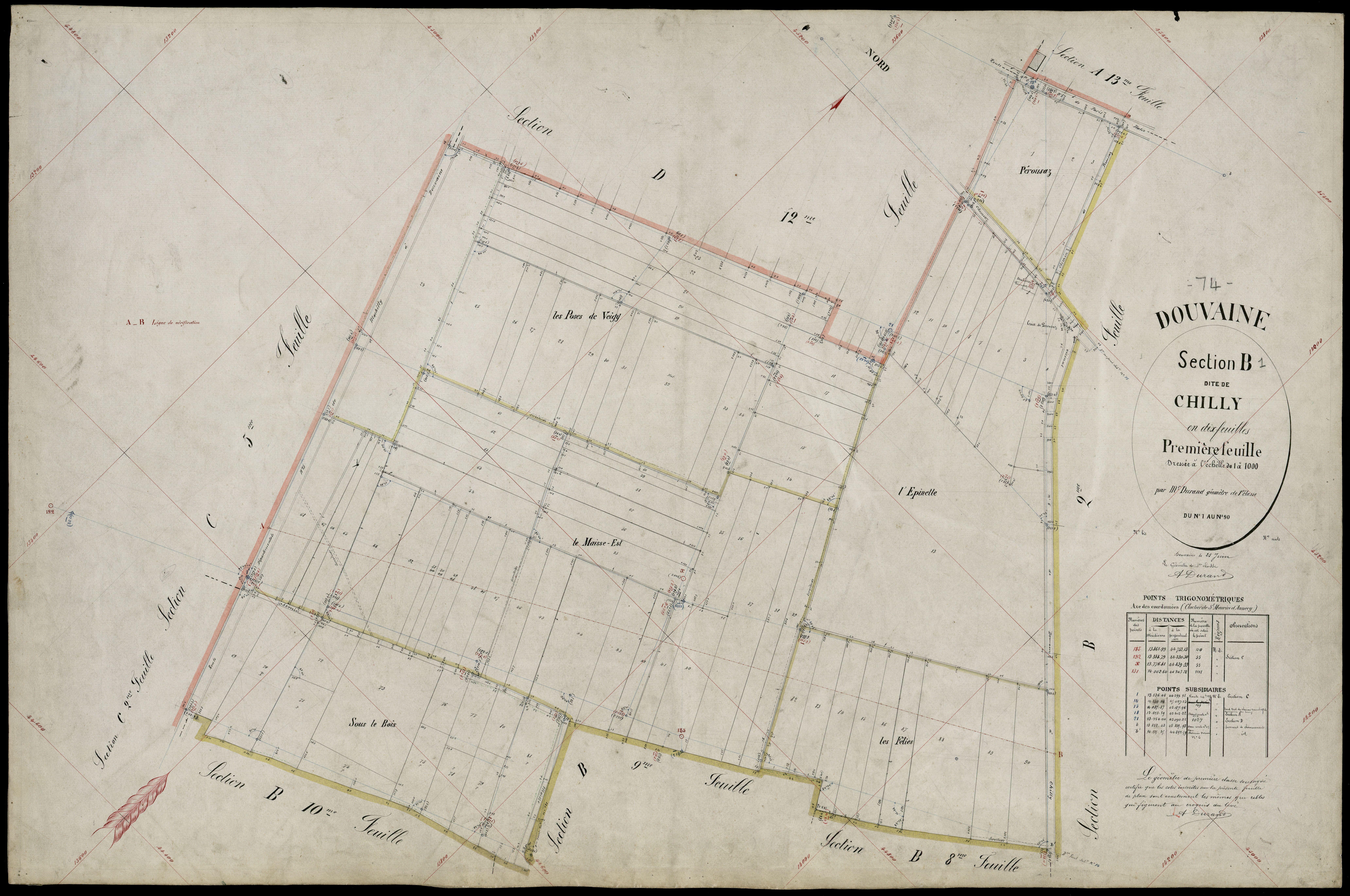 3 P 3 4278 - Feuille n° 2, parcelles n° 91 à 224 - 25 juin 1882