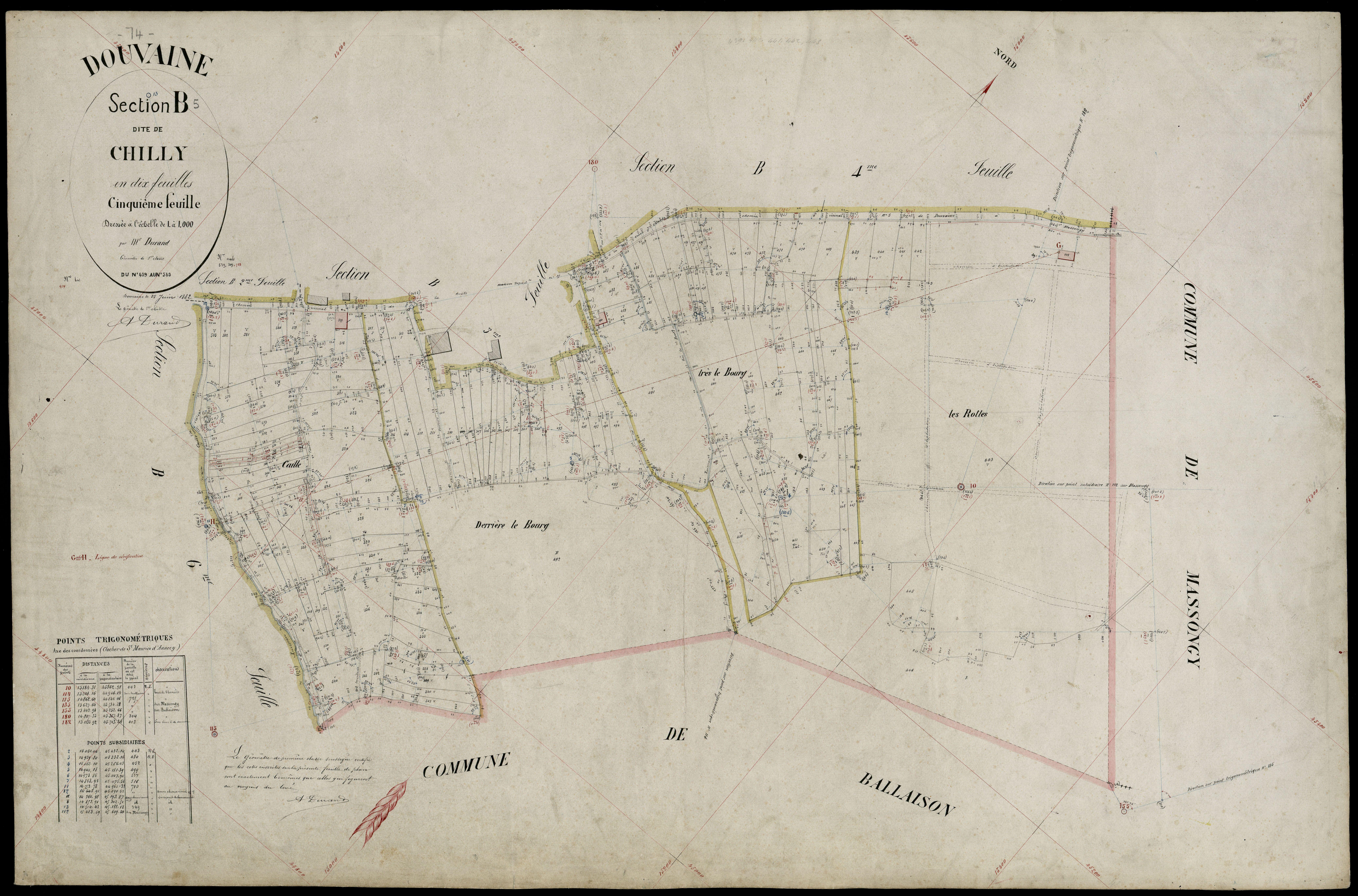 3 P 3 4282 - Feuille n° 6, parcelles n° 84 à 829 - 1er juillet 1882
