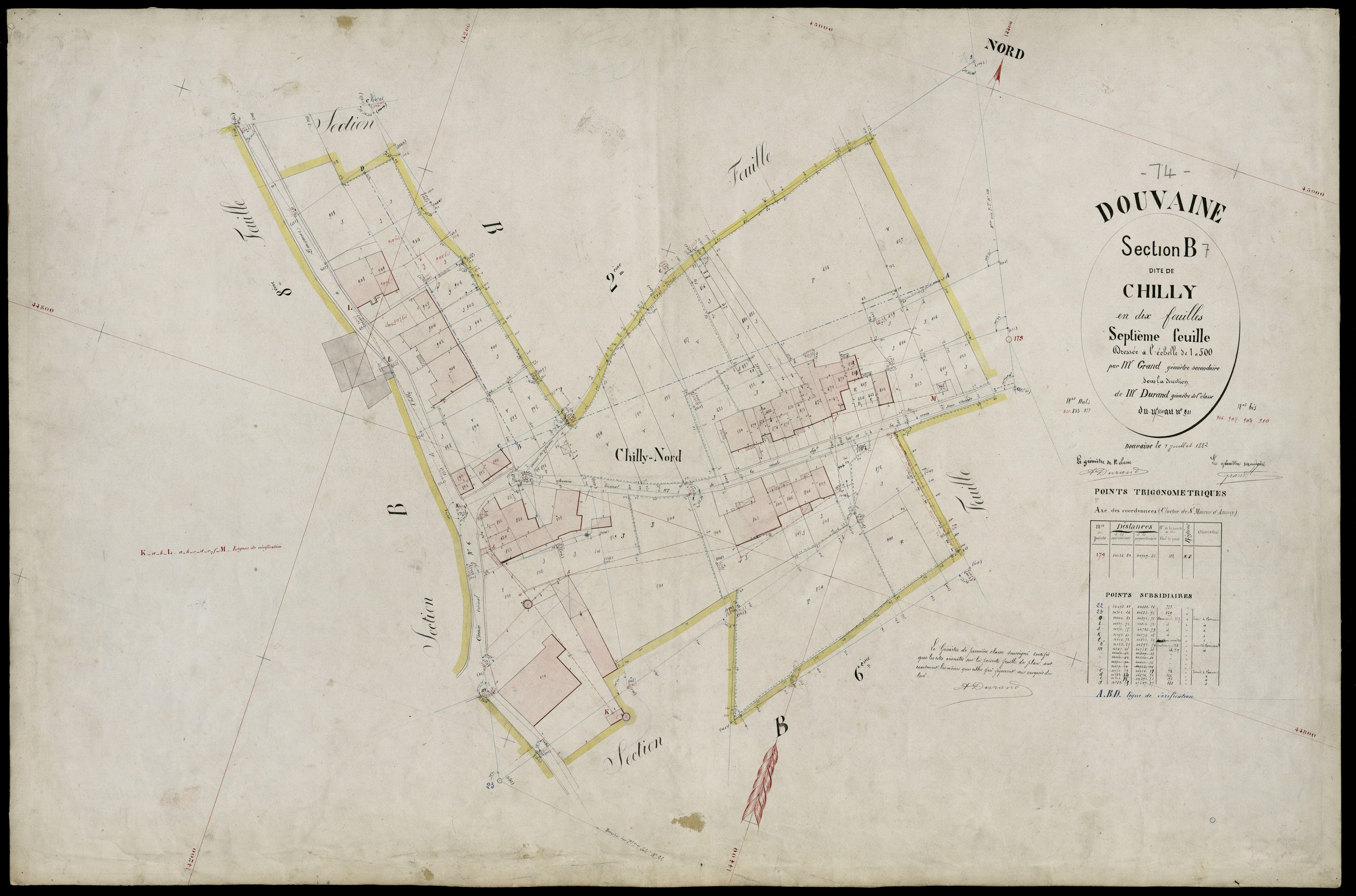 3 P 3 4284 - Feuille n° 8, parcelles n° 912 à 1046 - 1er juillet 1882