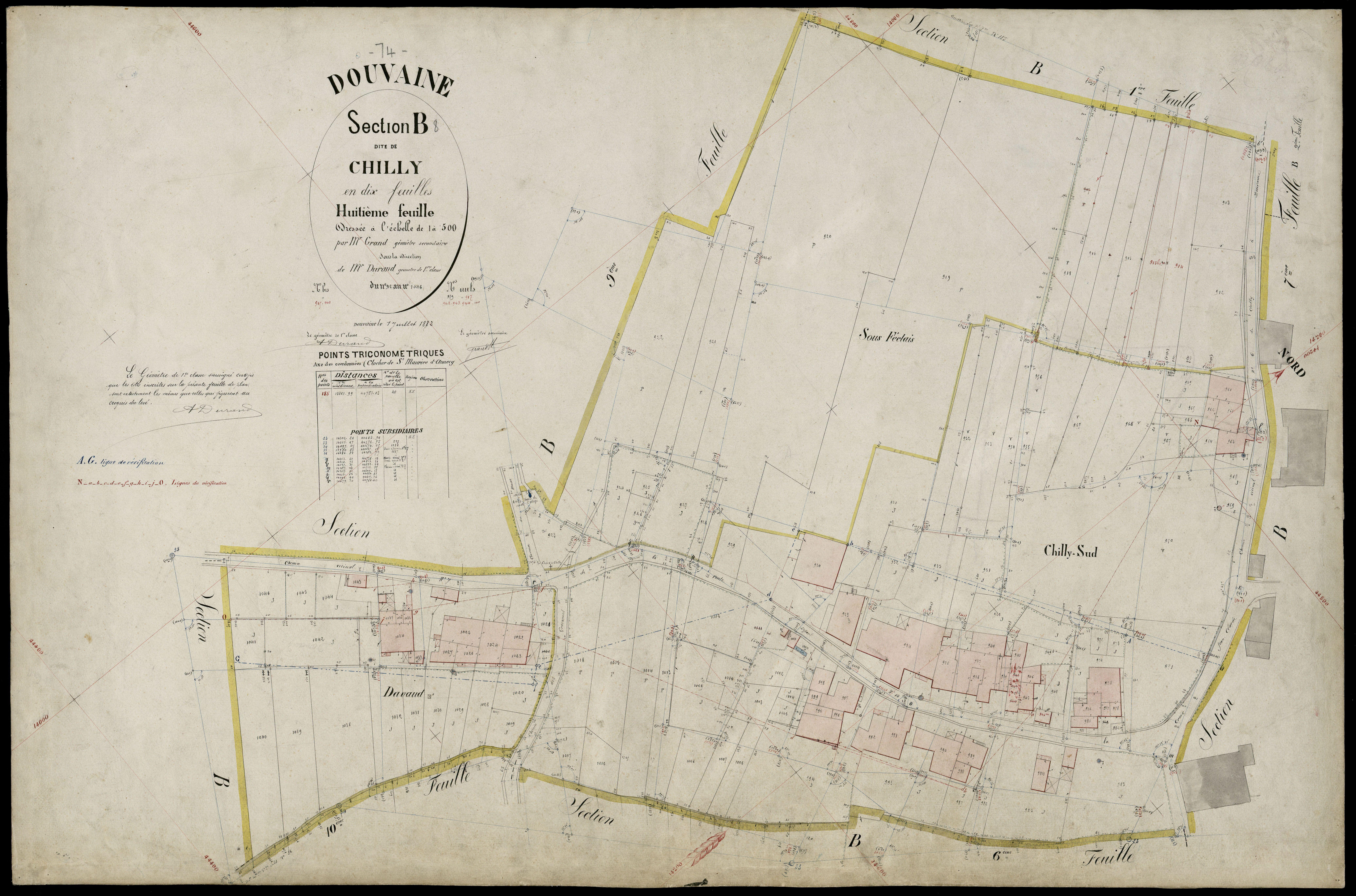 3 P 3 4285 - Feuille n° 9, parcelles n° 1047 à 1072 - 1er juillet 1882