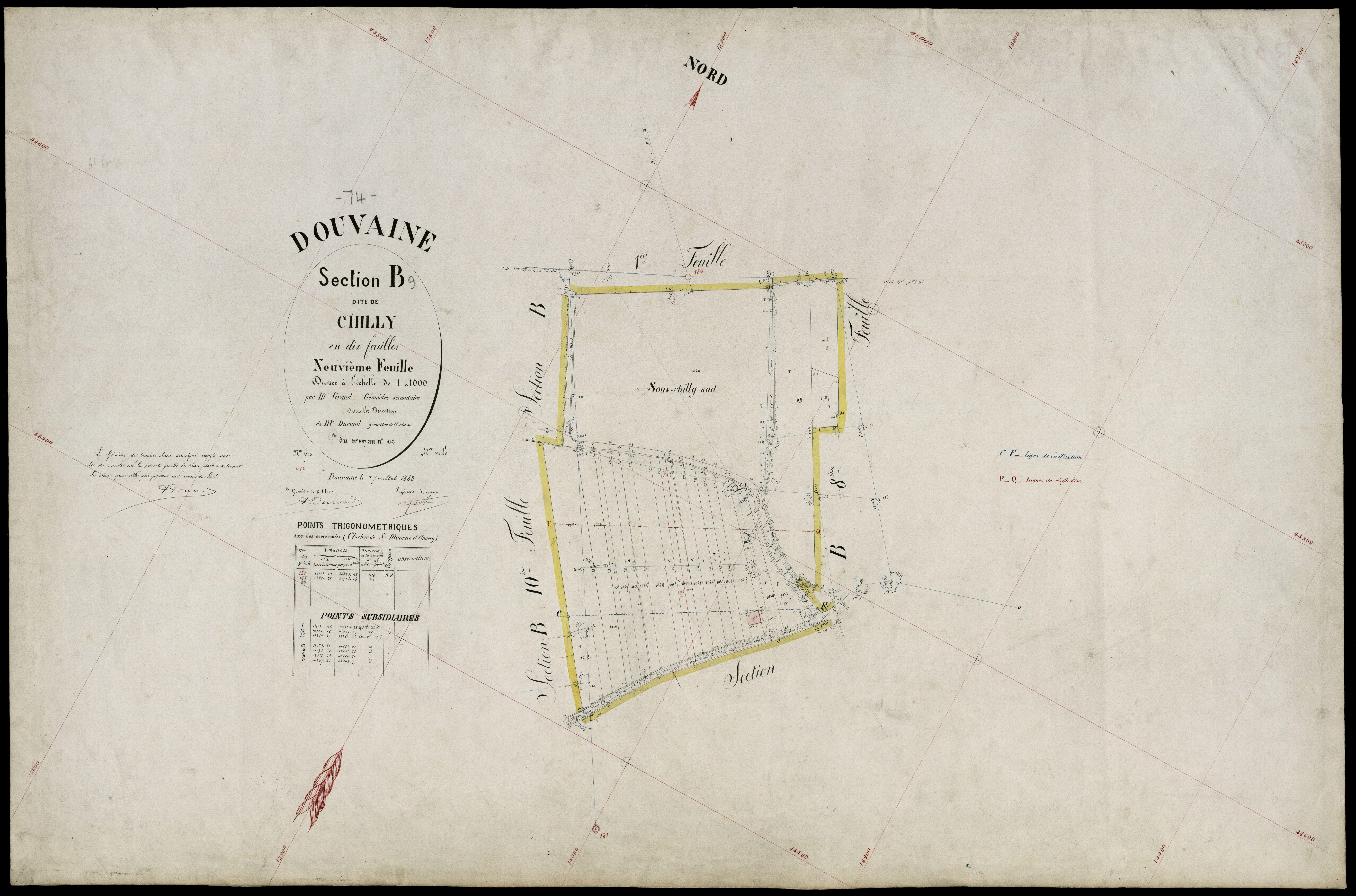 3 P 3 4286 - Feuille n° 10, parcelles n° 1073 à 127 - 1er juillet 1882