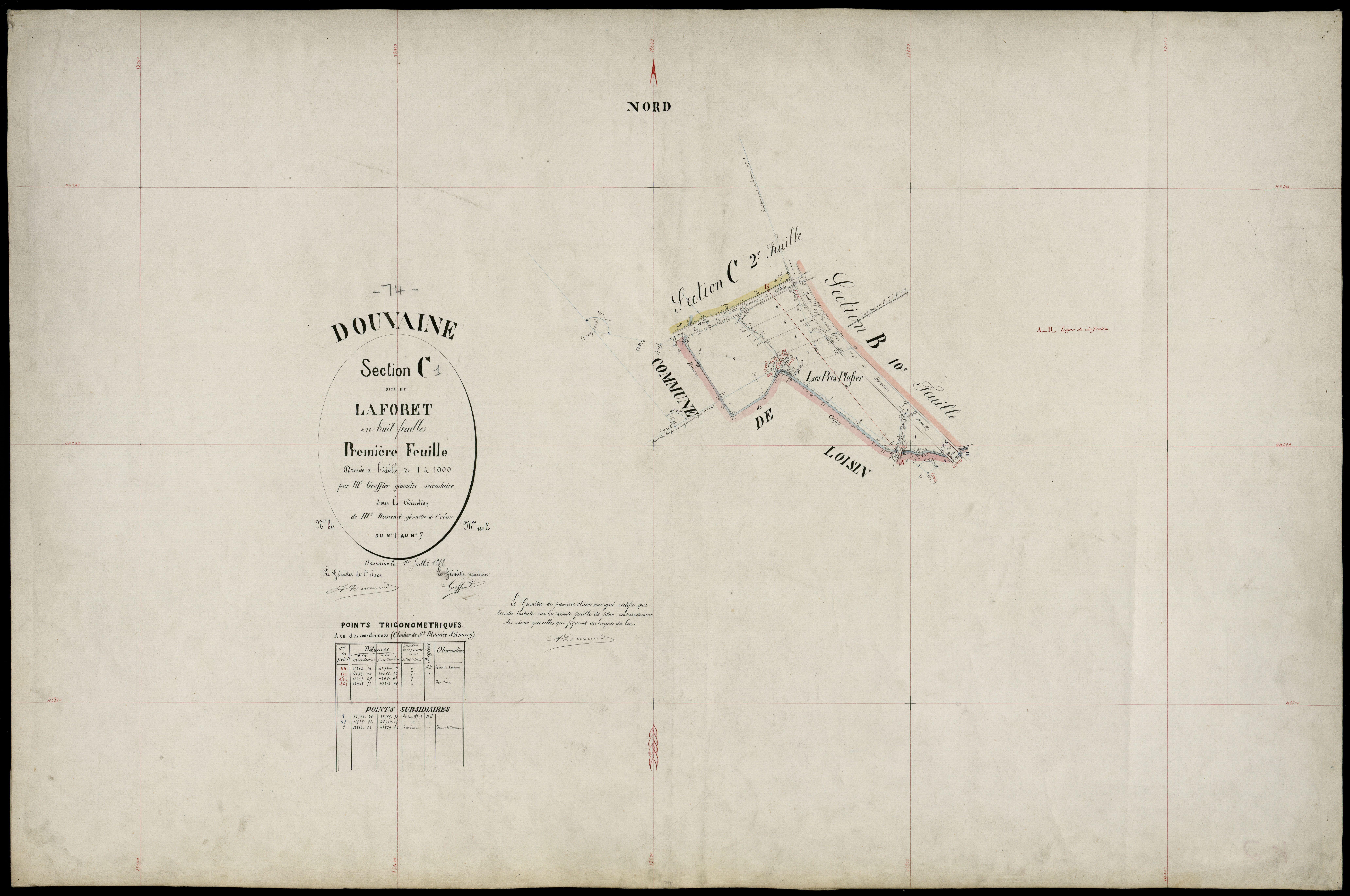3 P 3 4288 - Feuille n° 2, parcelles n° 8 à 130 - 1er juillet 1882