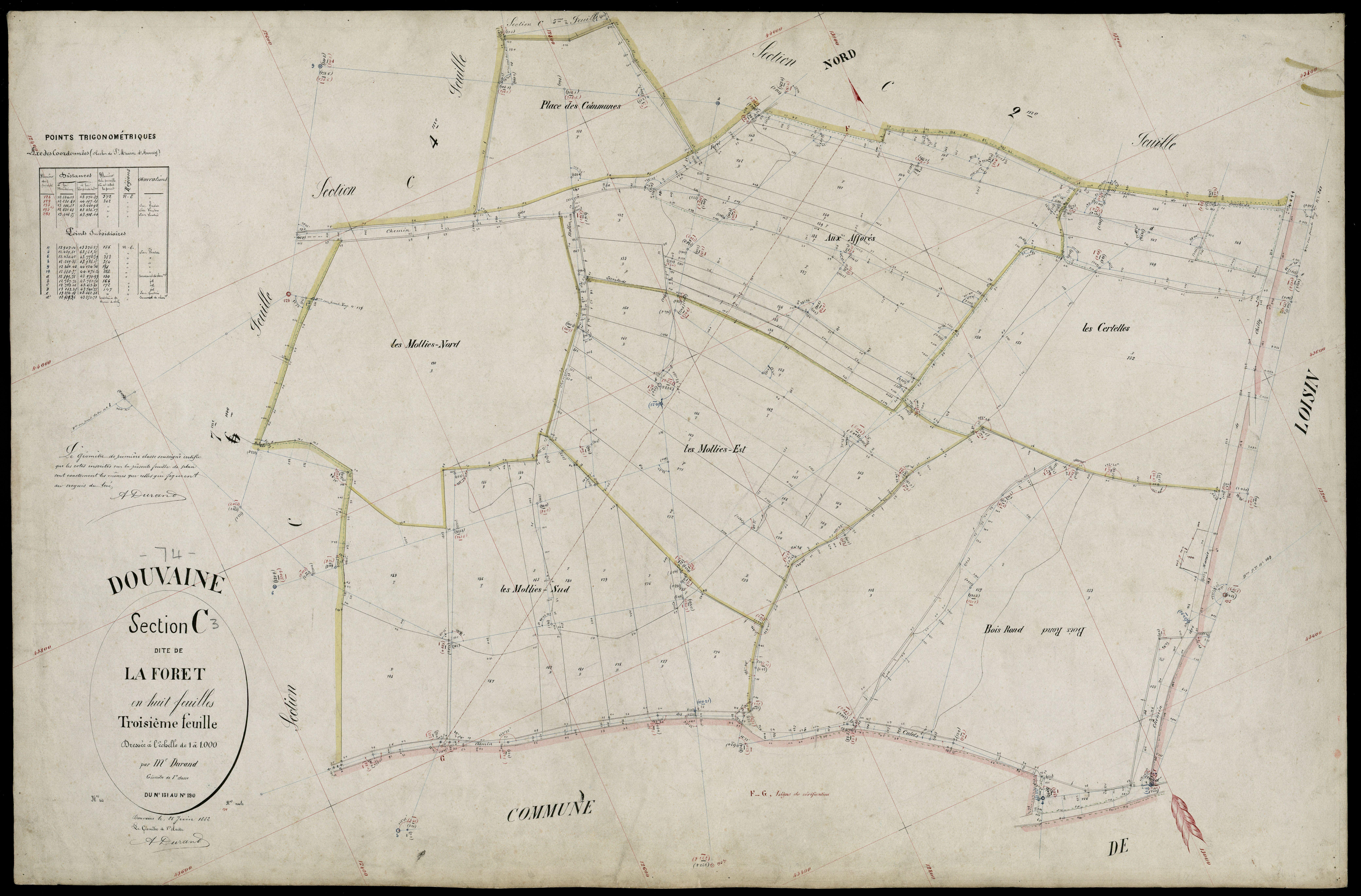 3 P 3 4290 - Feuille n° 4, parcelles n° 191 à 24 - 25 juin 1882
