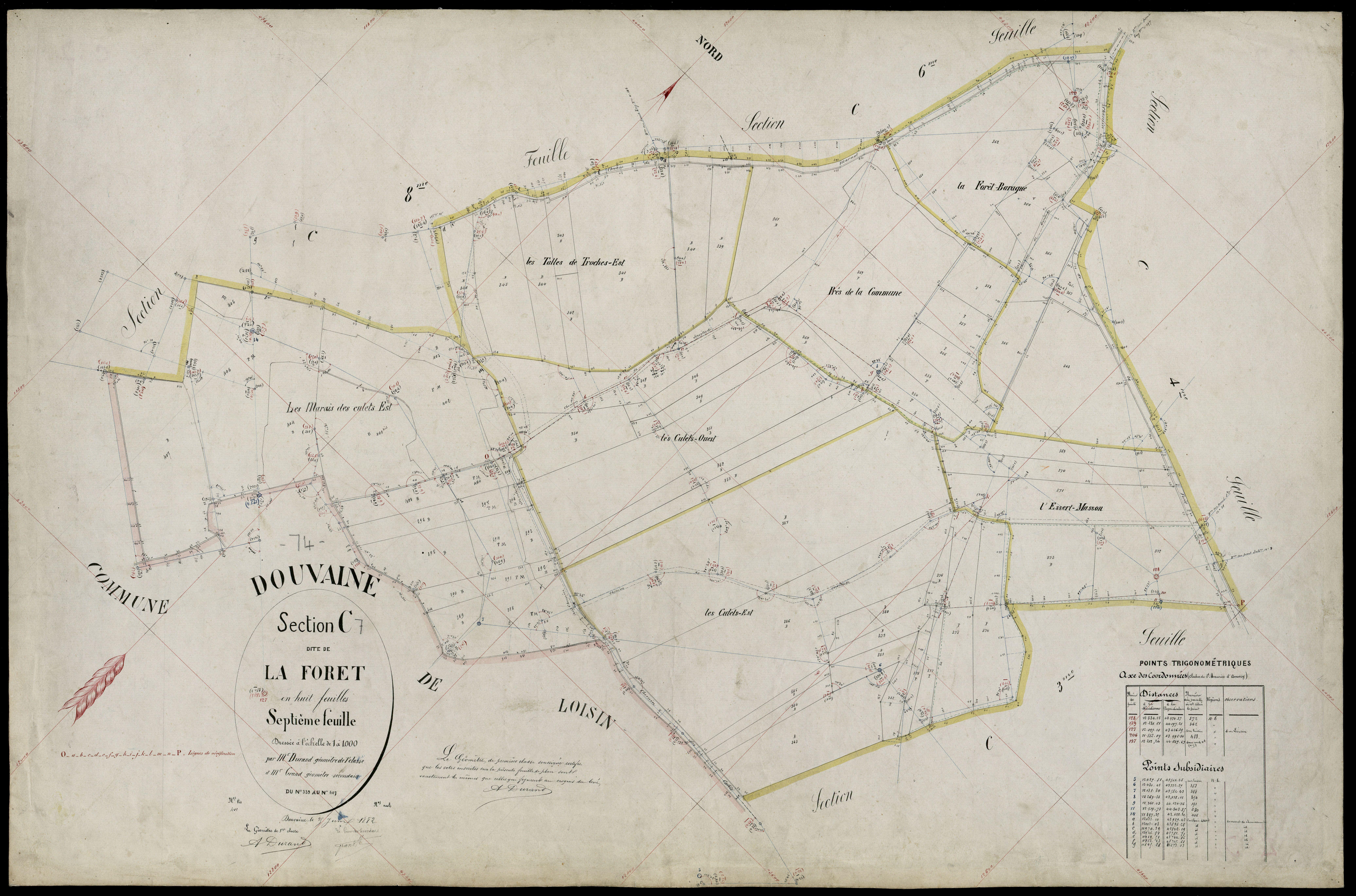 3 P 3 4294 - Feuille n° 8, parcelles n° 408 à 39 - 1er juillet 1882