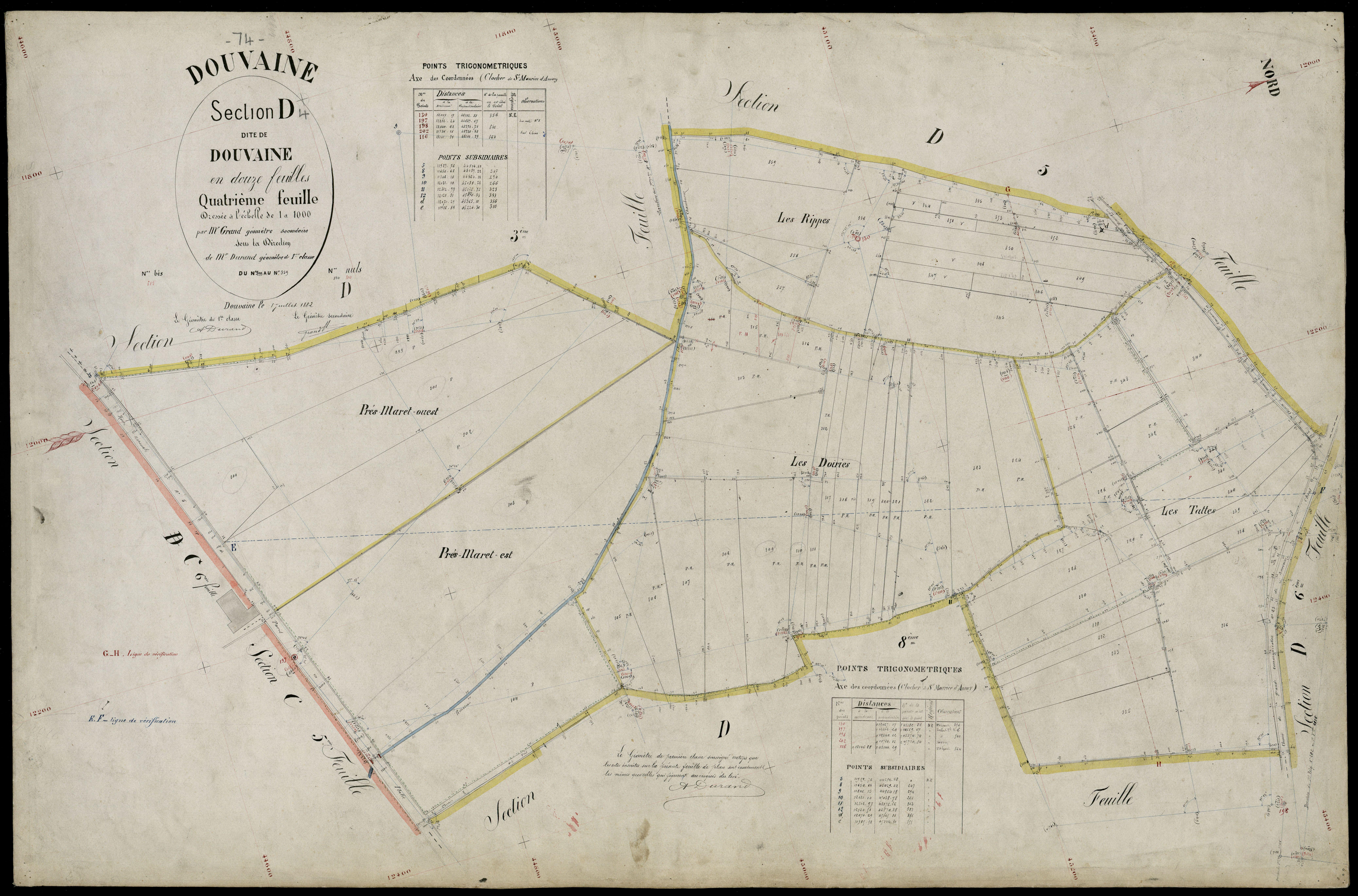 3 P 3 4299 - Feuille n° , parcelles n° 360 à 390 - 1er juillet 1882