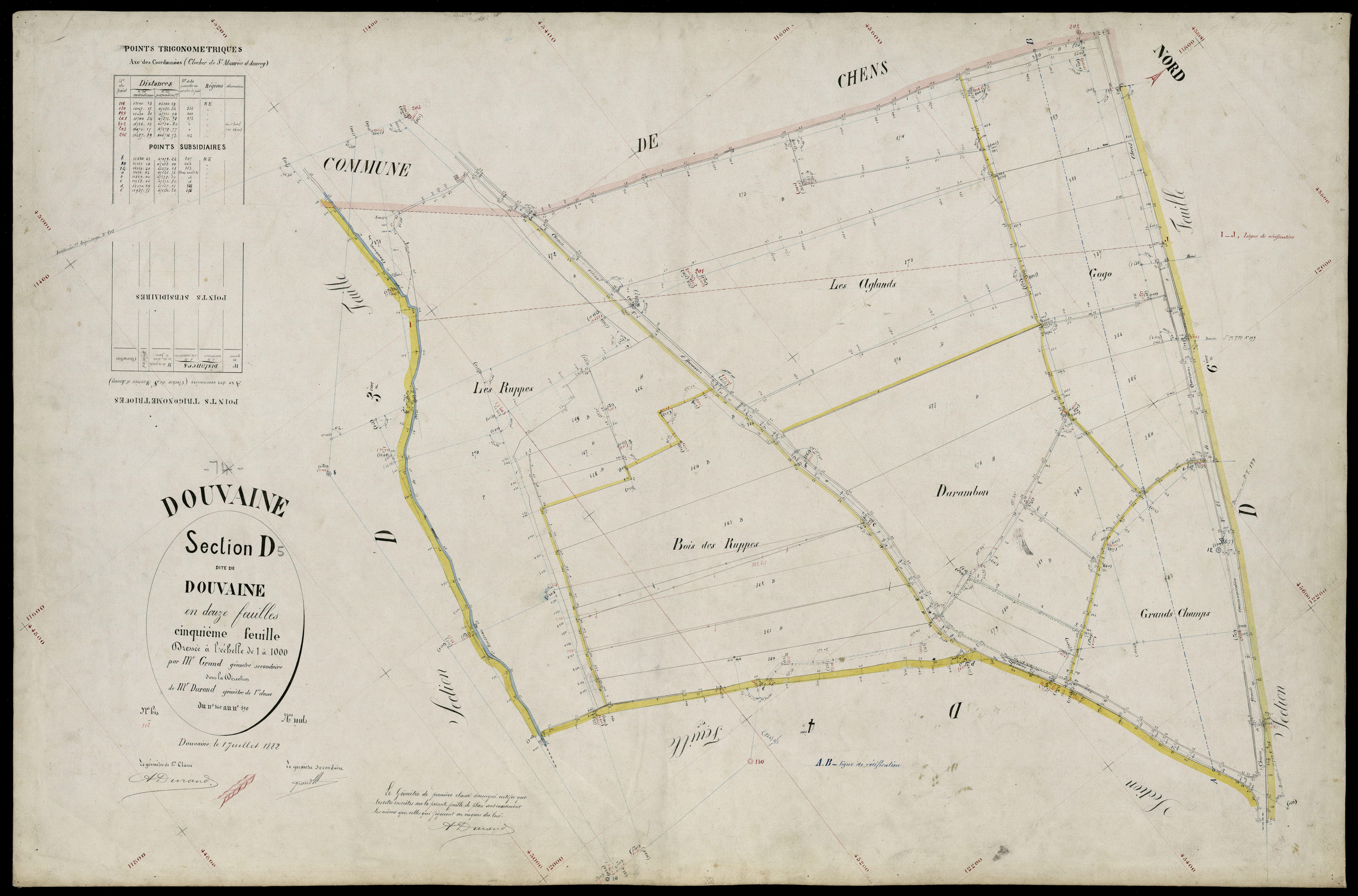 3 P 3 4300 - Feuille n° 6, parcelles n° 391 à 493 - 1er juillet 1882