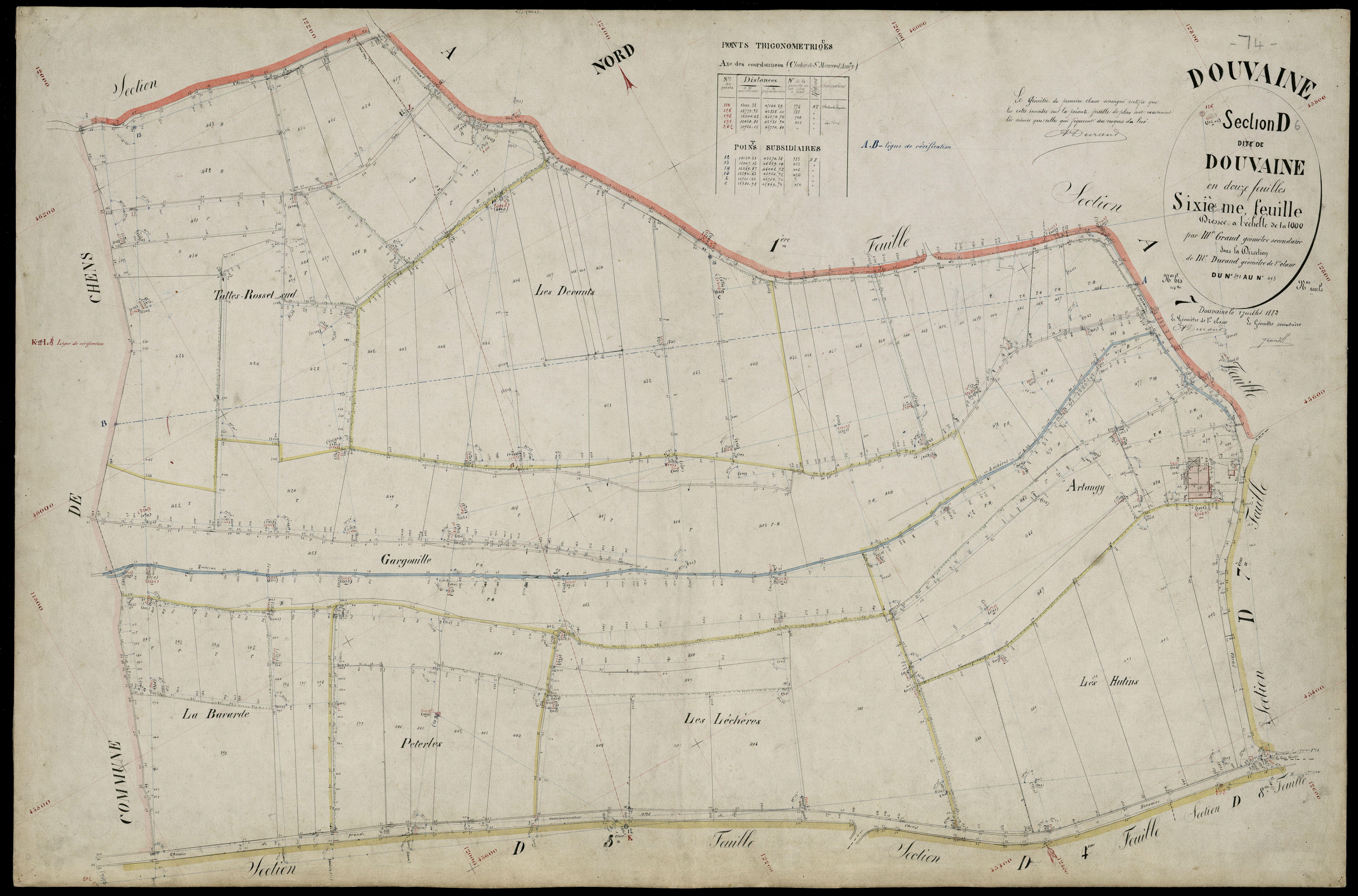3 P 3 4301 - Feuille n° 7, parcelles n° 494 à 27 - 25 juin 1882