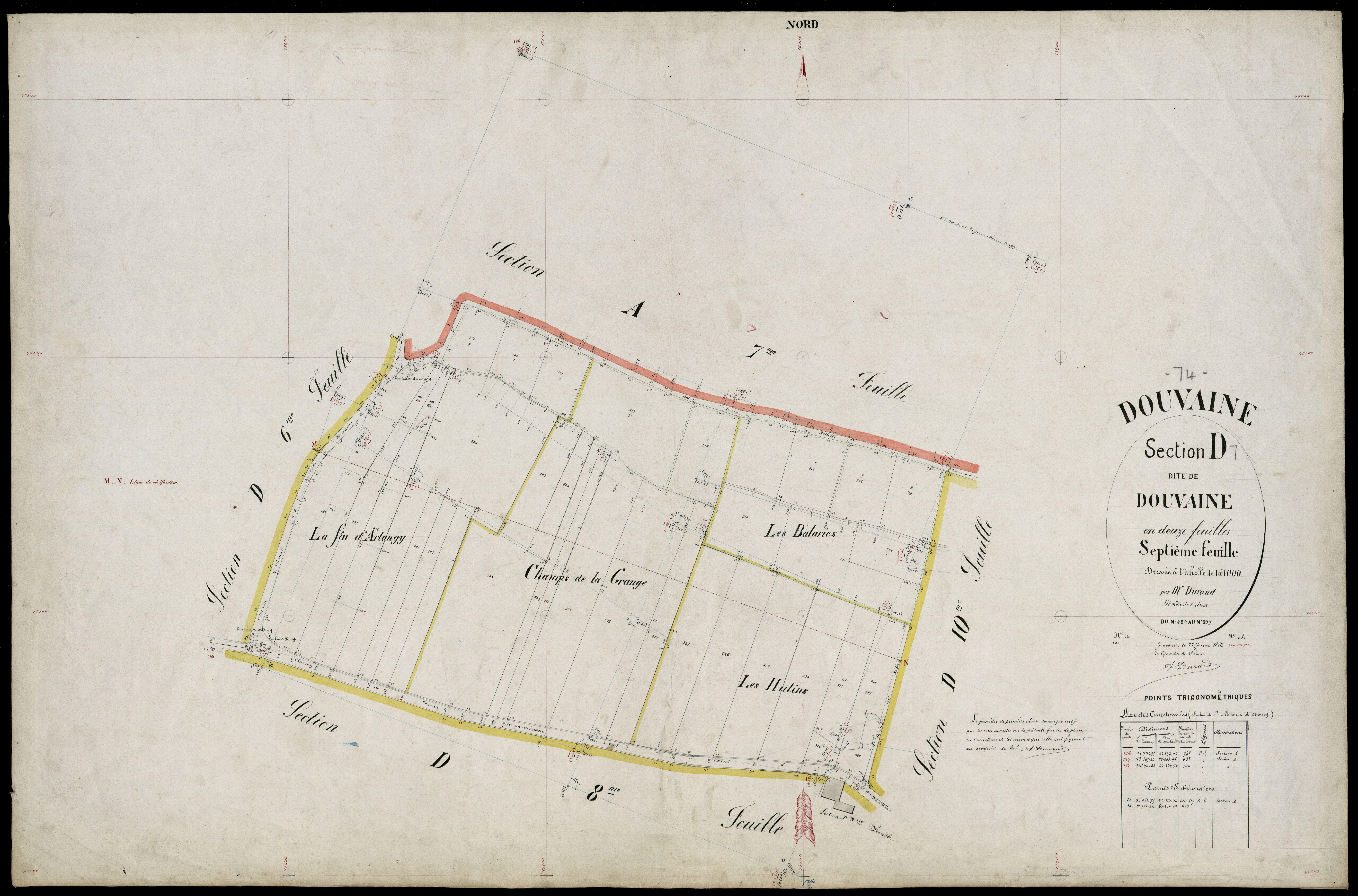 3 P 3 4302 - Feuille n° 8, parcelles n° 28 à 61 - 1er juillet 1882