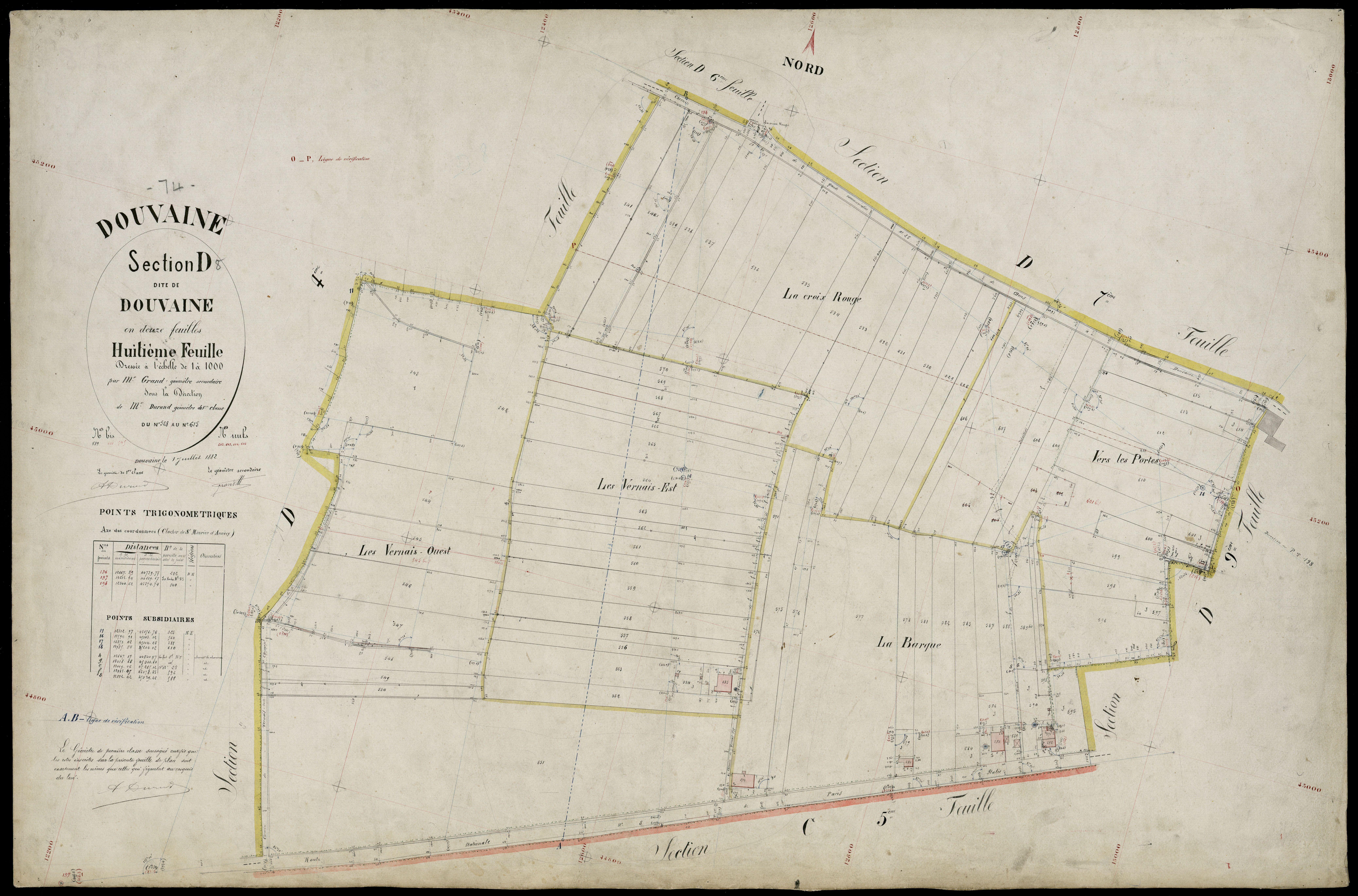 3 P 3 4303 - Feuille n° 9, parcelles n° 616 à 688 - 25 juin 1882