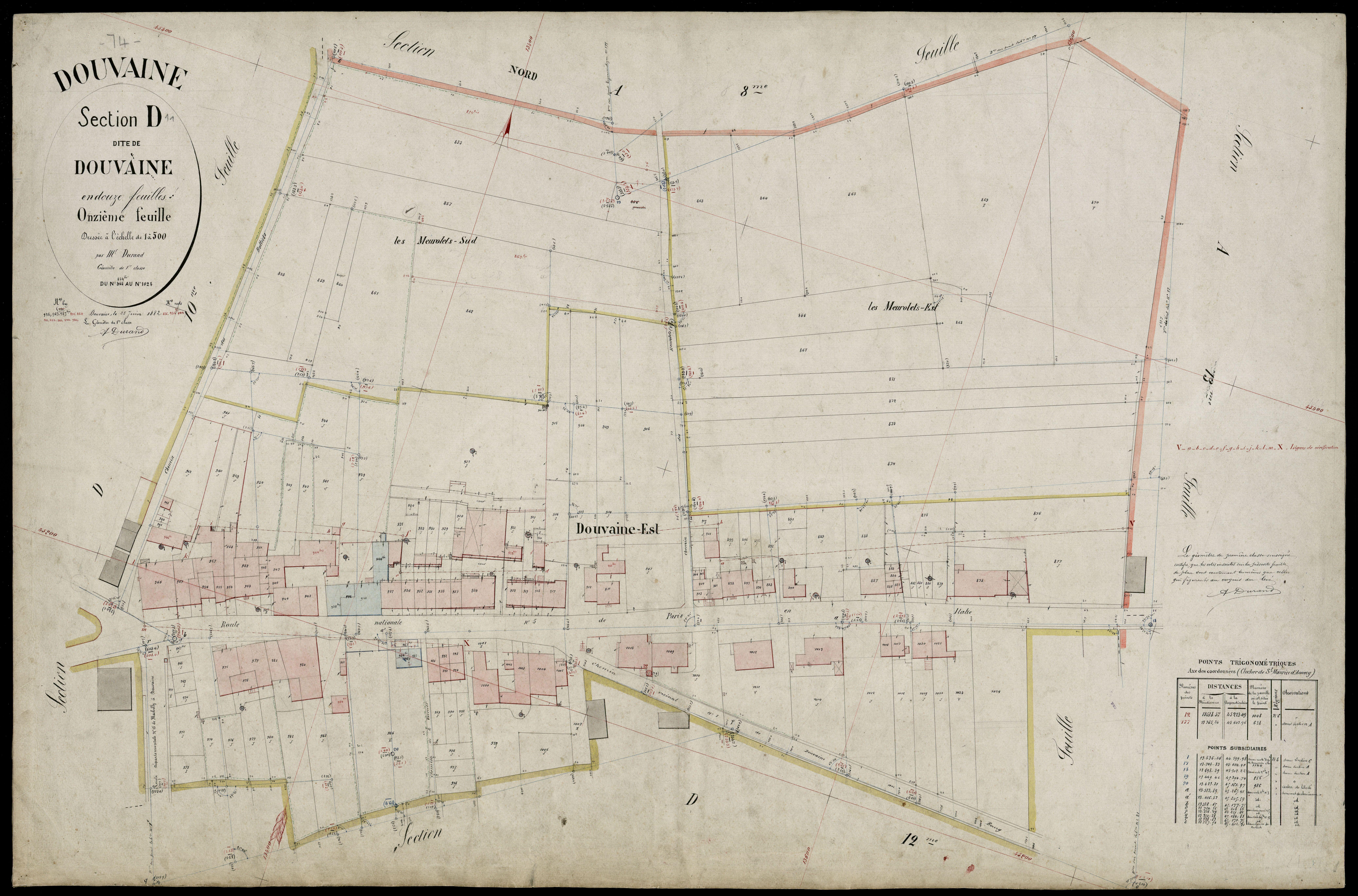 3 P 3 4306 - Feuille n° 12, parcelles n° 102 à 106 - 25 juin 1882