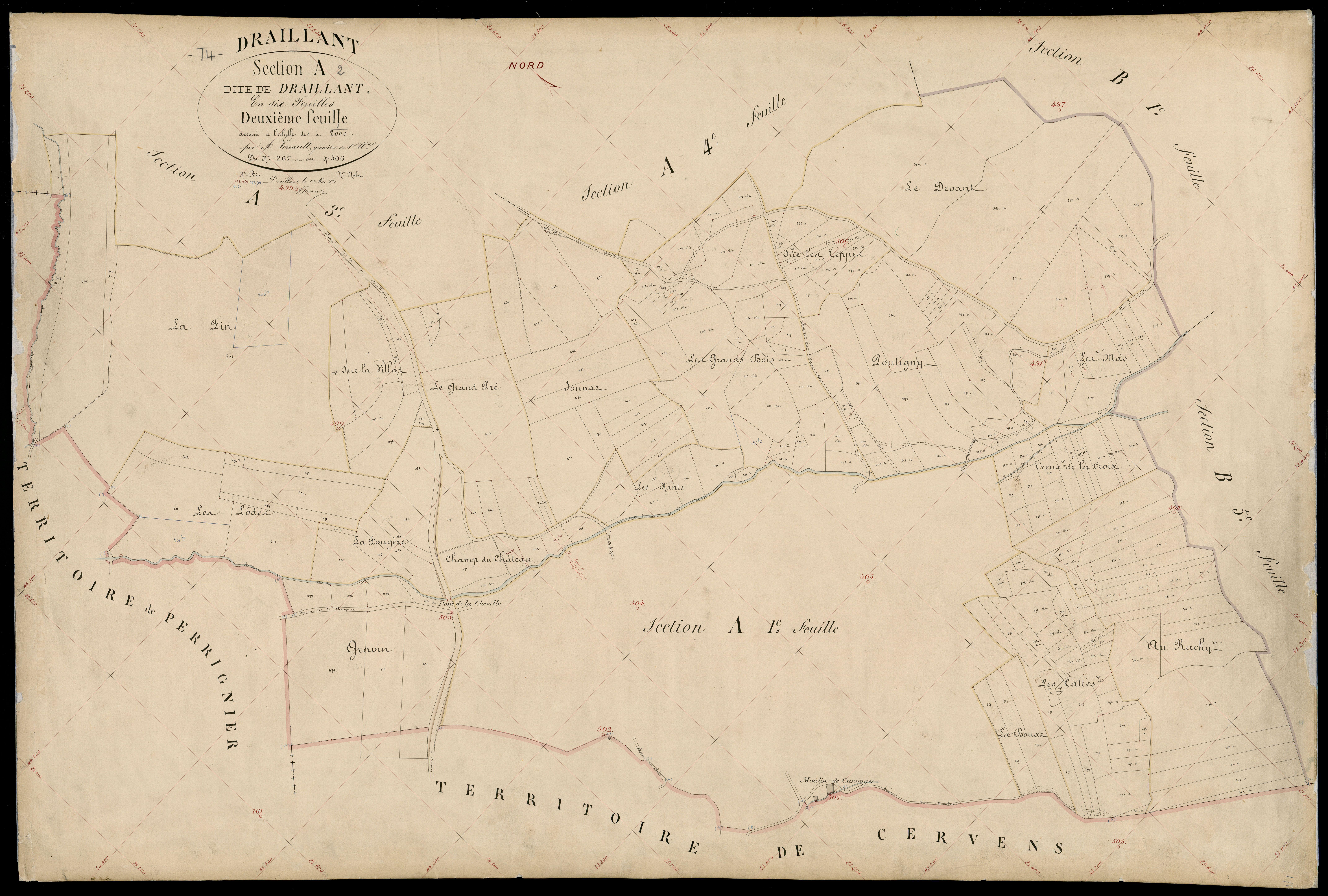 3 P 3 4310 - Feuille n° 3, parcelles n° 07 à 682 - 1er mai 1874
