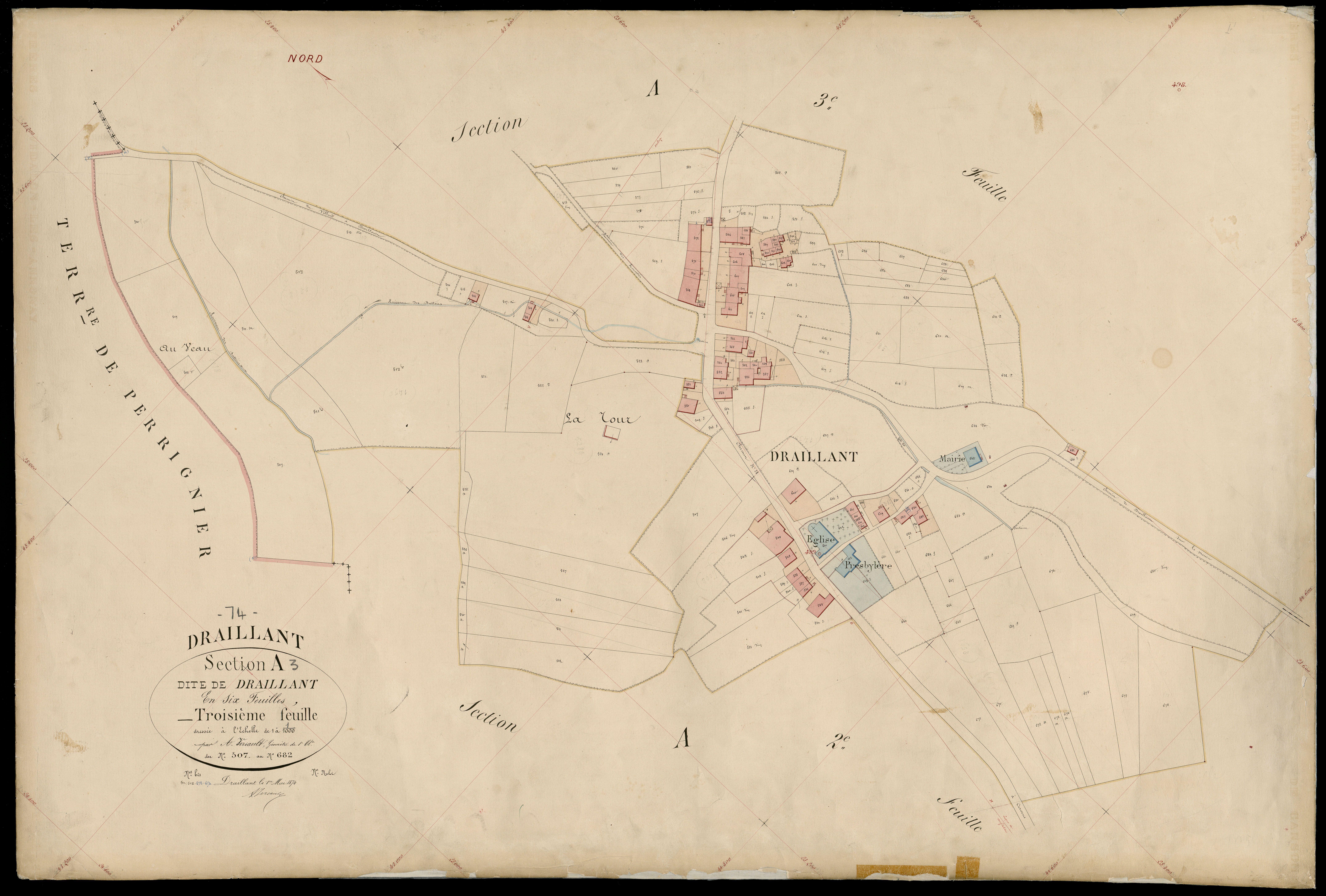 3 P 3 4311 - Feuille n° 4, parcelles n° 683 à 1089 - 1er mai 1874