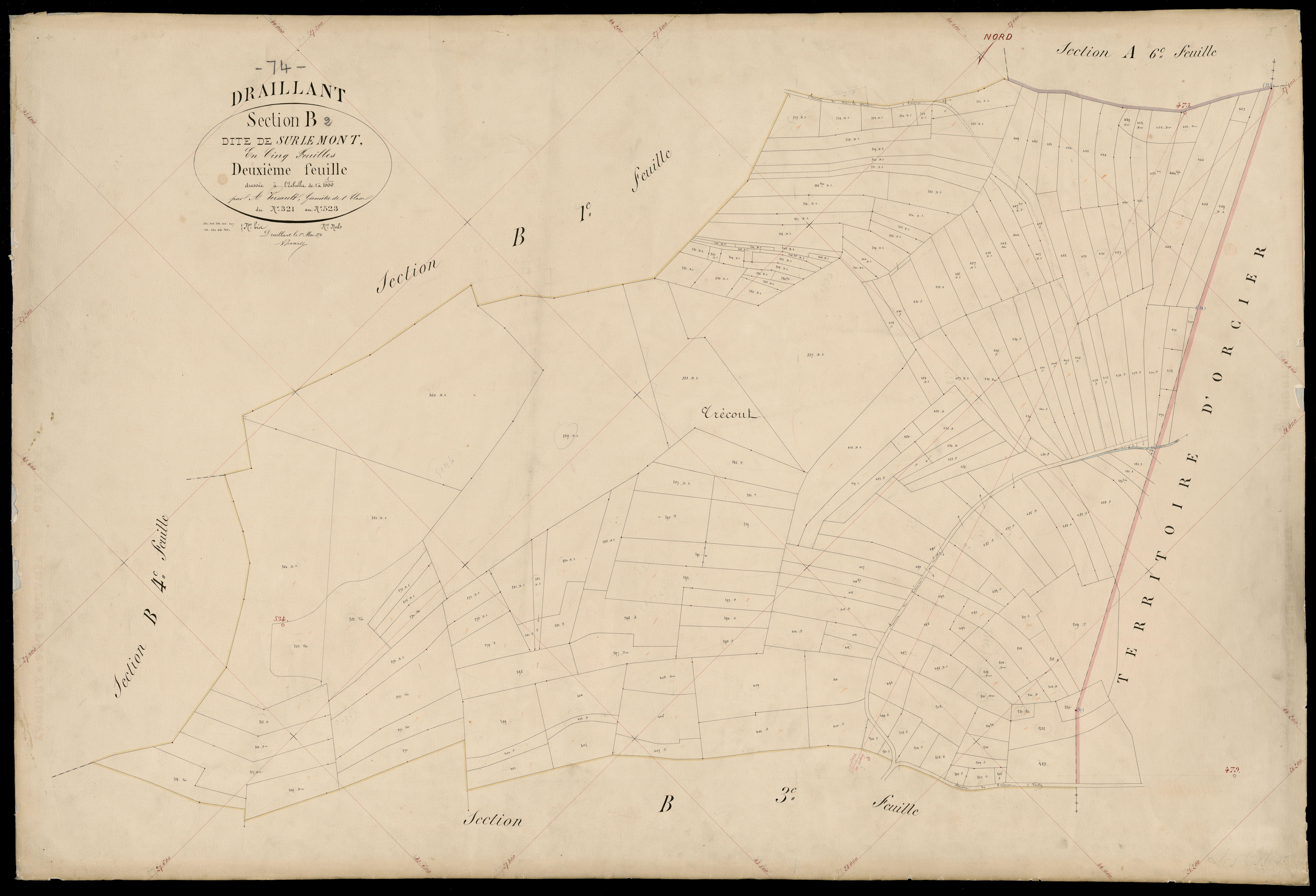 3 P 3 4316 - Feuille n° 3, parcelles n° 24 à 863 - 1er mai 1874
