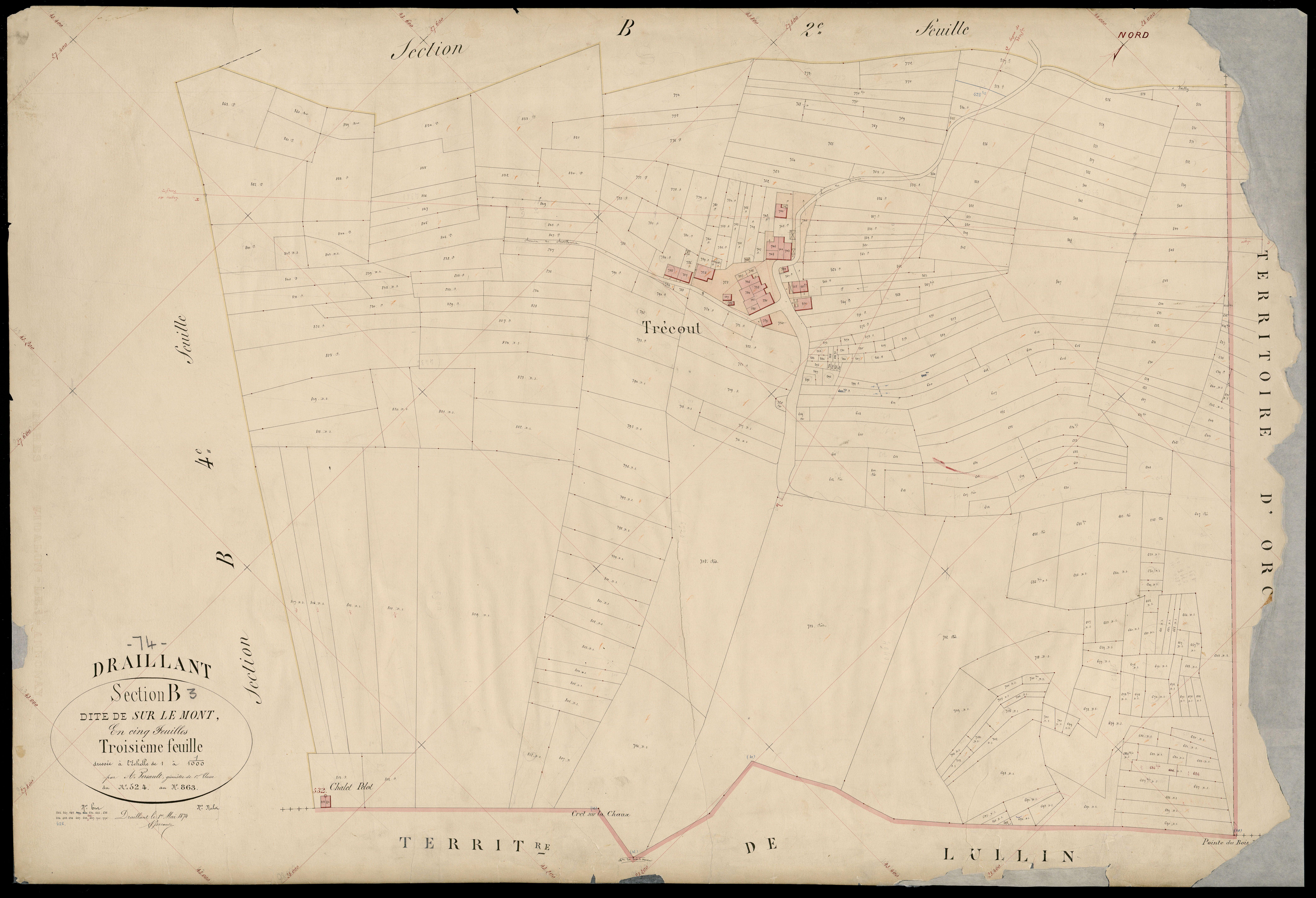 3 P 3 4317 - Feuille n° 4, parcelles n° 864 à 113 - 1er mai 1874