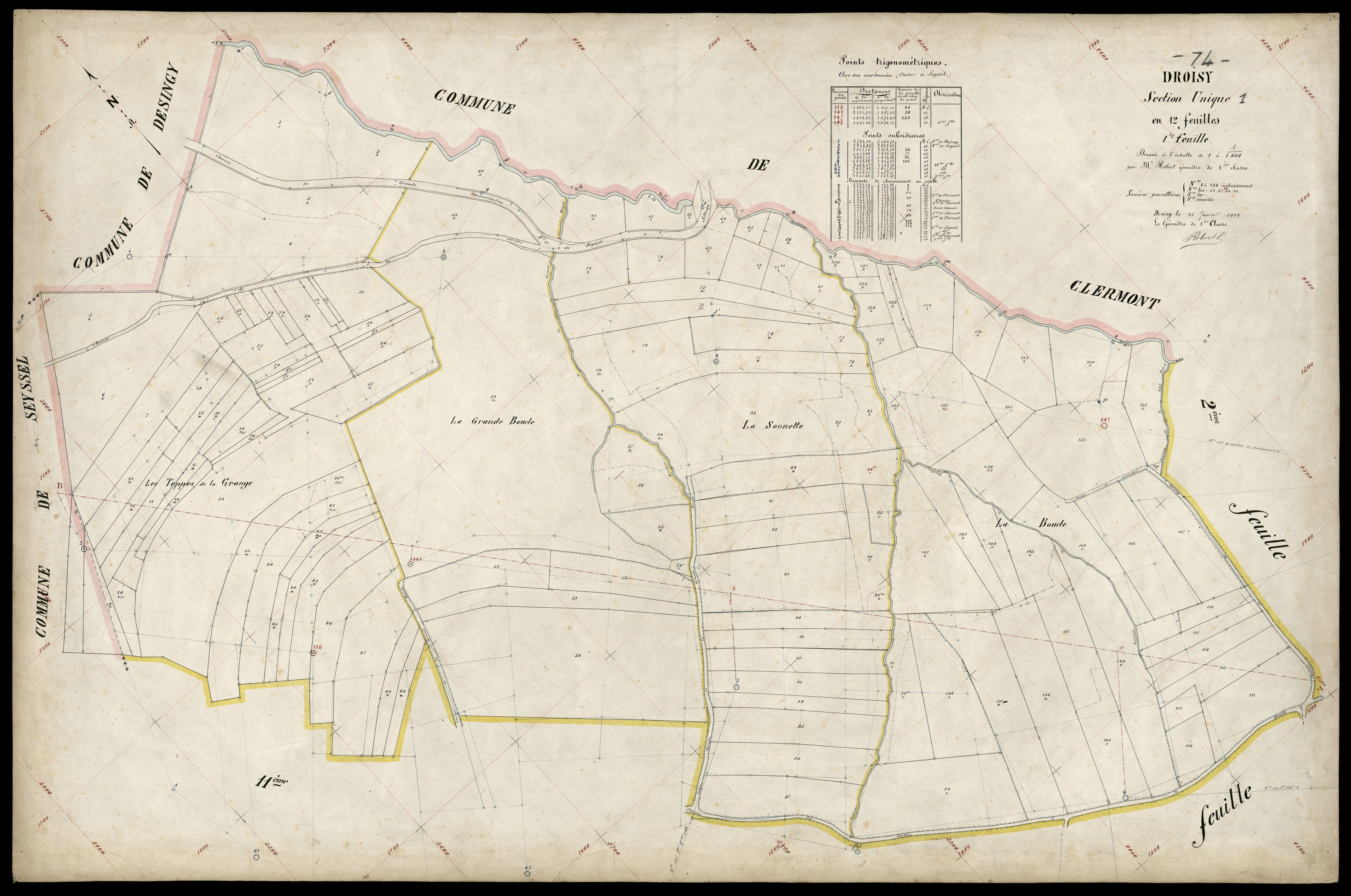 3 P 3 4325 - Feuille n° 2, parcelles n° 137 à 242 - 15 janvier 1909