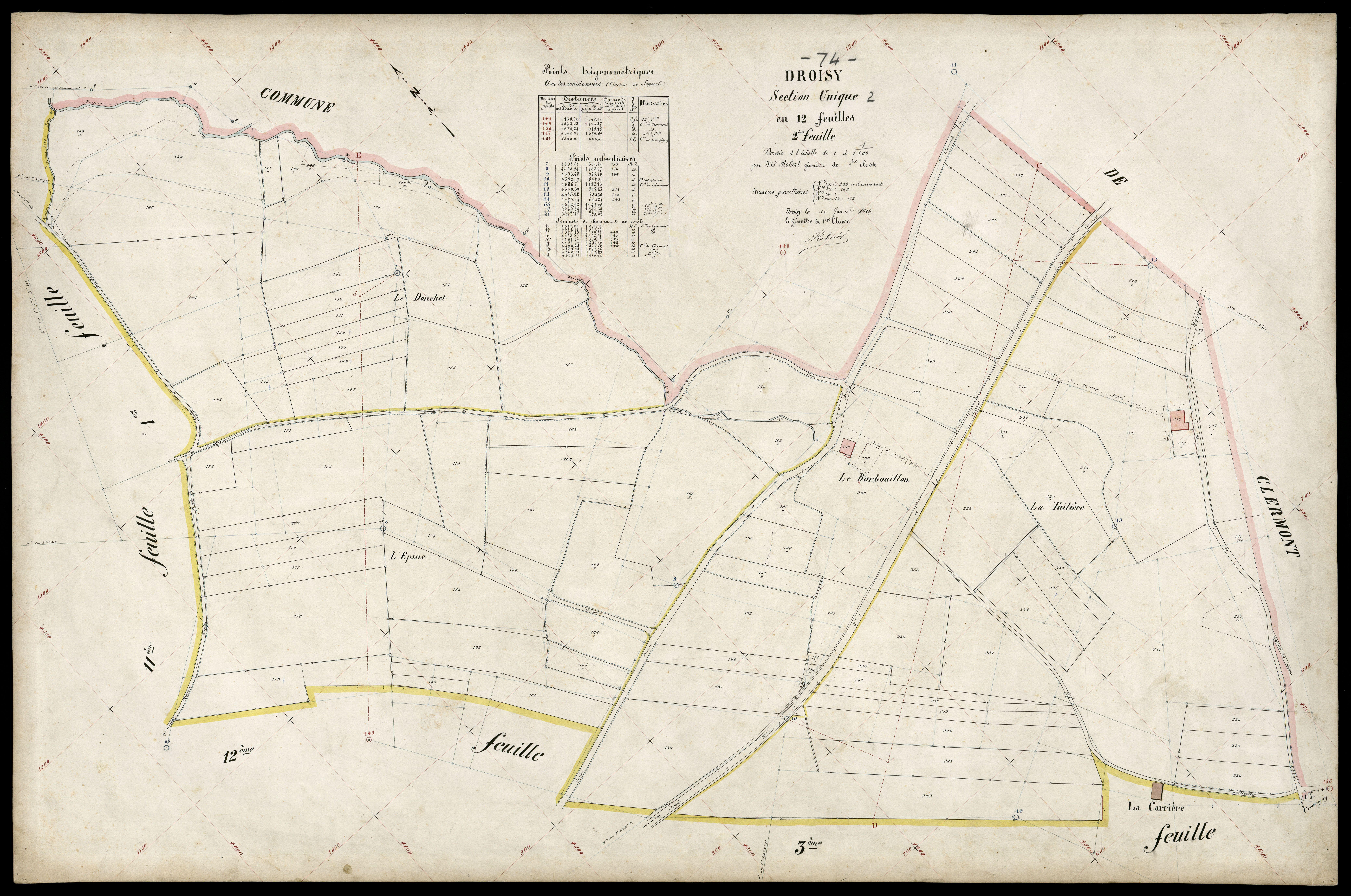 3 P 3 4326 - Feuille n° 3, parcelles n° 243 à 303 - 15 janvier 1909