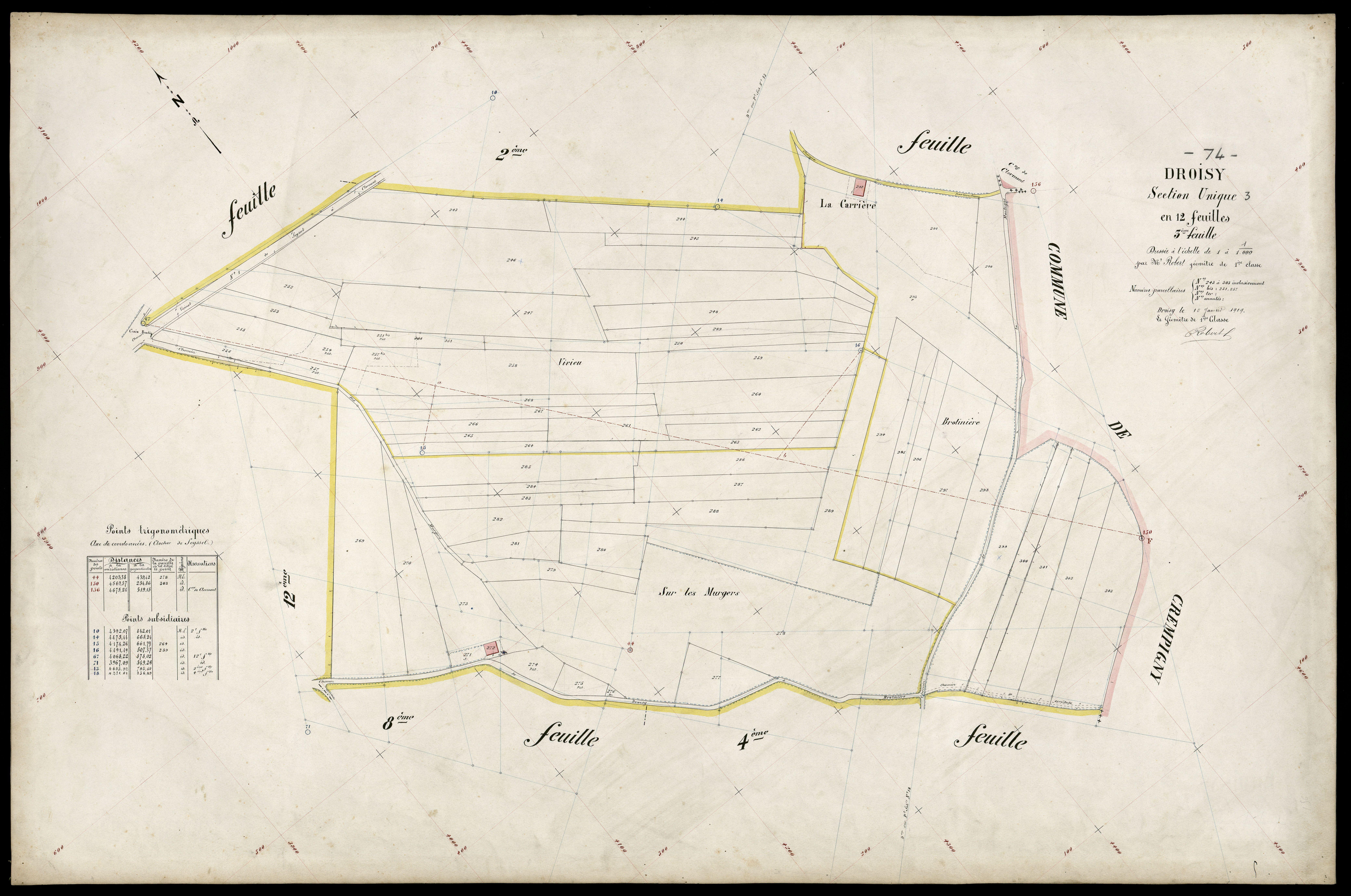 3 P 3 4327 - Feuille n° 4, parcelles n° 304 à 41 - 15 janvier 1909