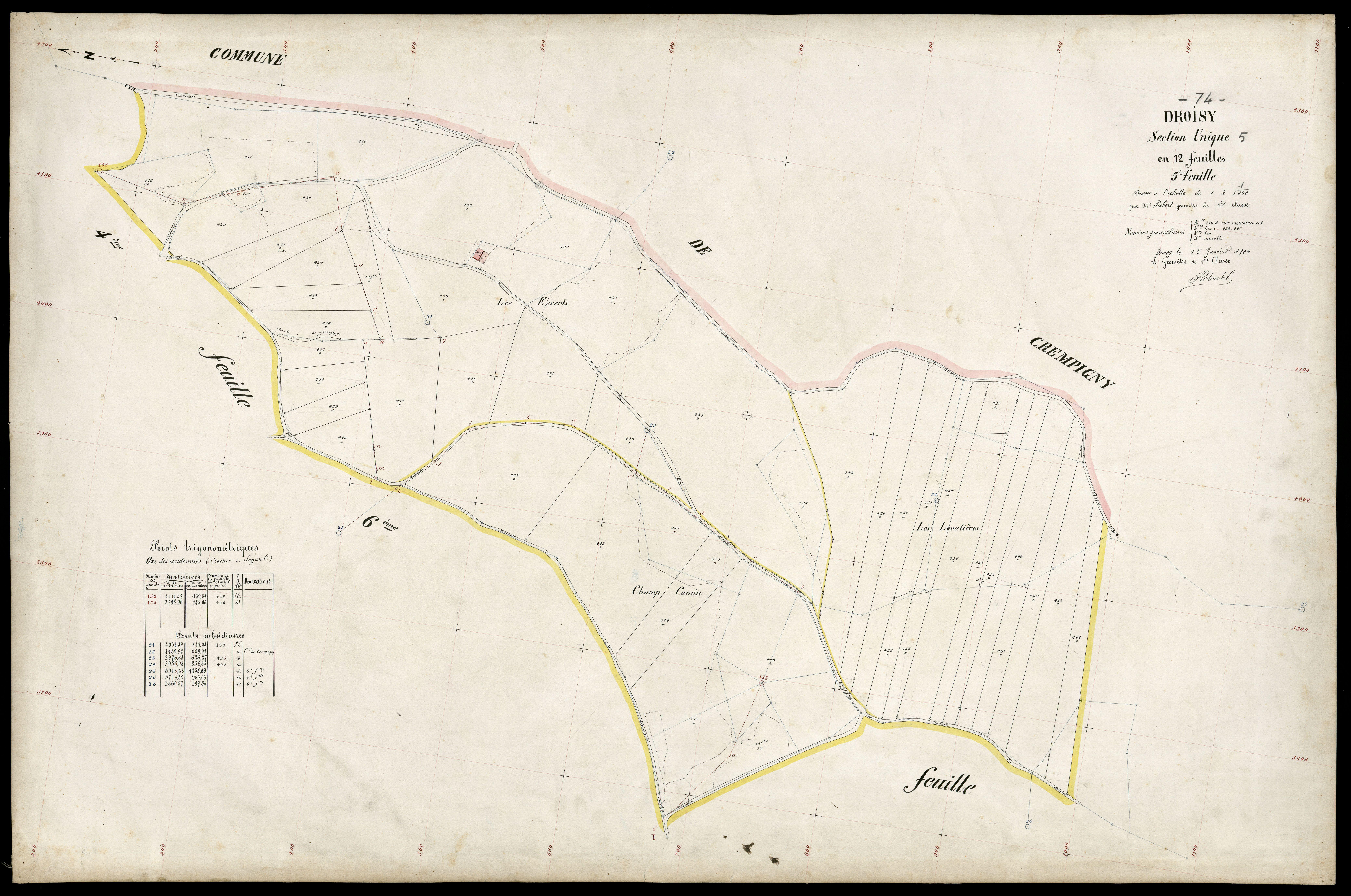 3 P 3 4329 - Feuille n° 6, parcelles n° 46 à 711 - 15 janvier 1909