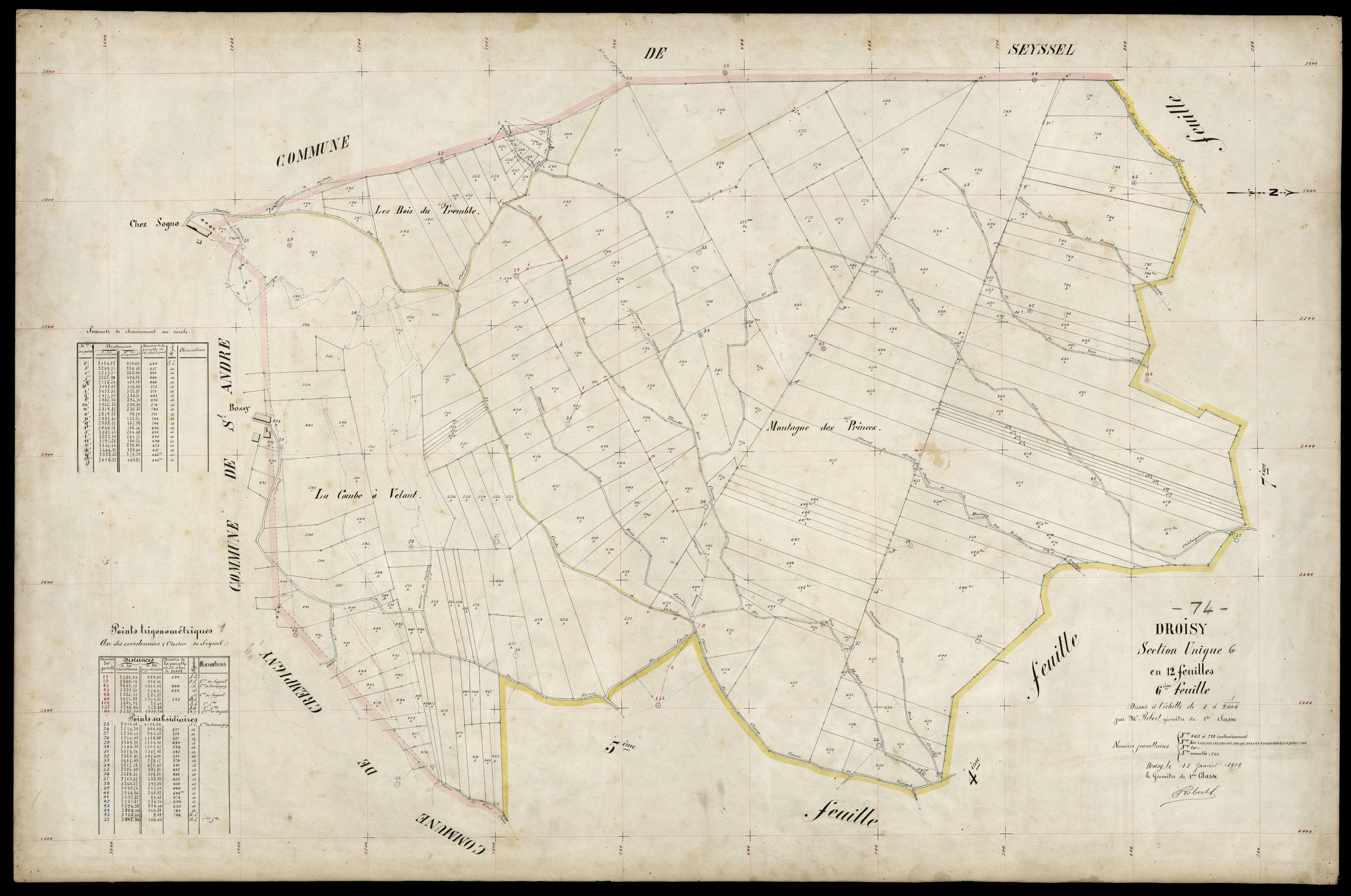 3 P 3 4330 - Feuille n° 7, parcelles n° 712 à 90 - 15 janvier 1909