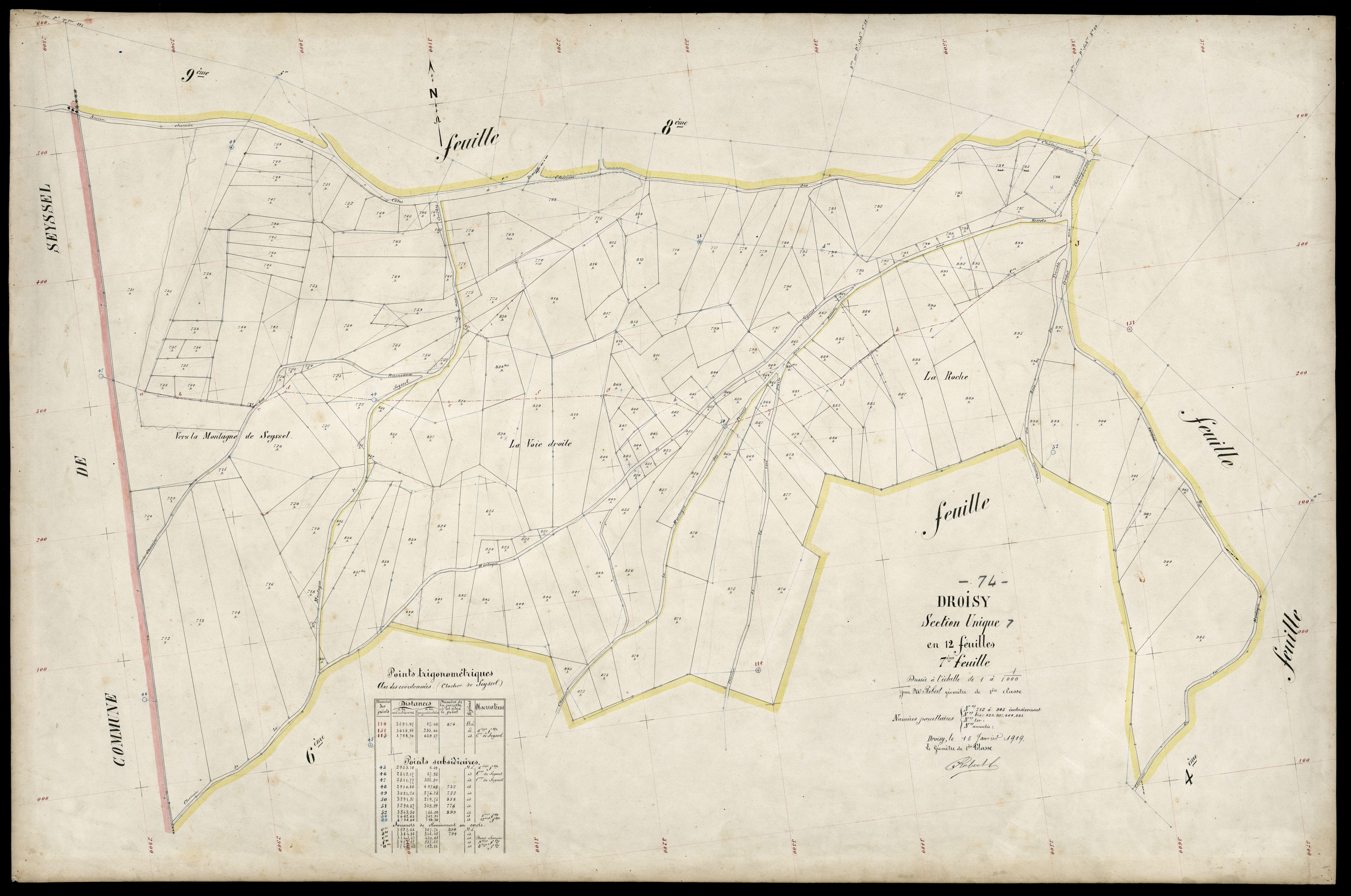 3 P 3 4331 - Feuille n° 8, parcelles n° 906 à 1067 - 15 janvier 1909
