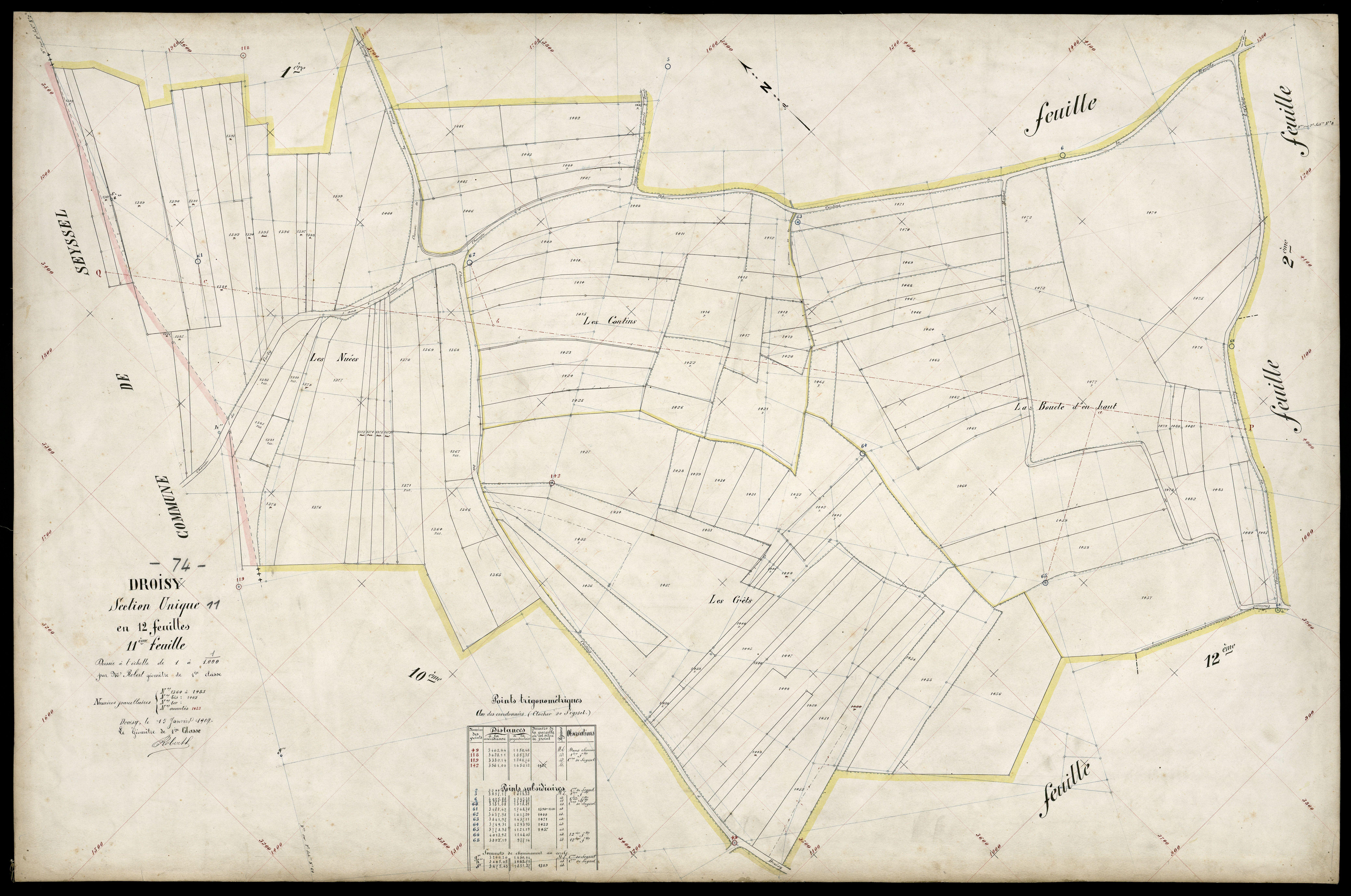 3 P 3 4335 - Feuille n° 12, parcelles n° 1486 à 1678 - 15 janvier 1909