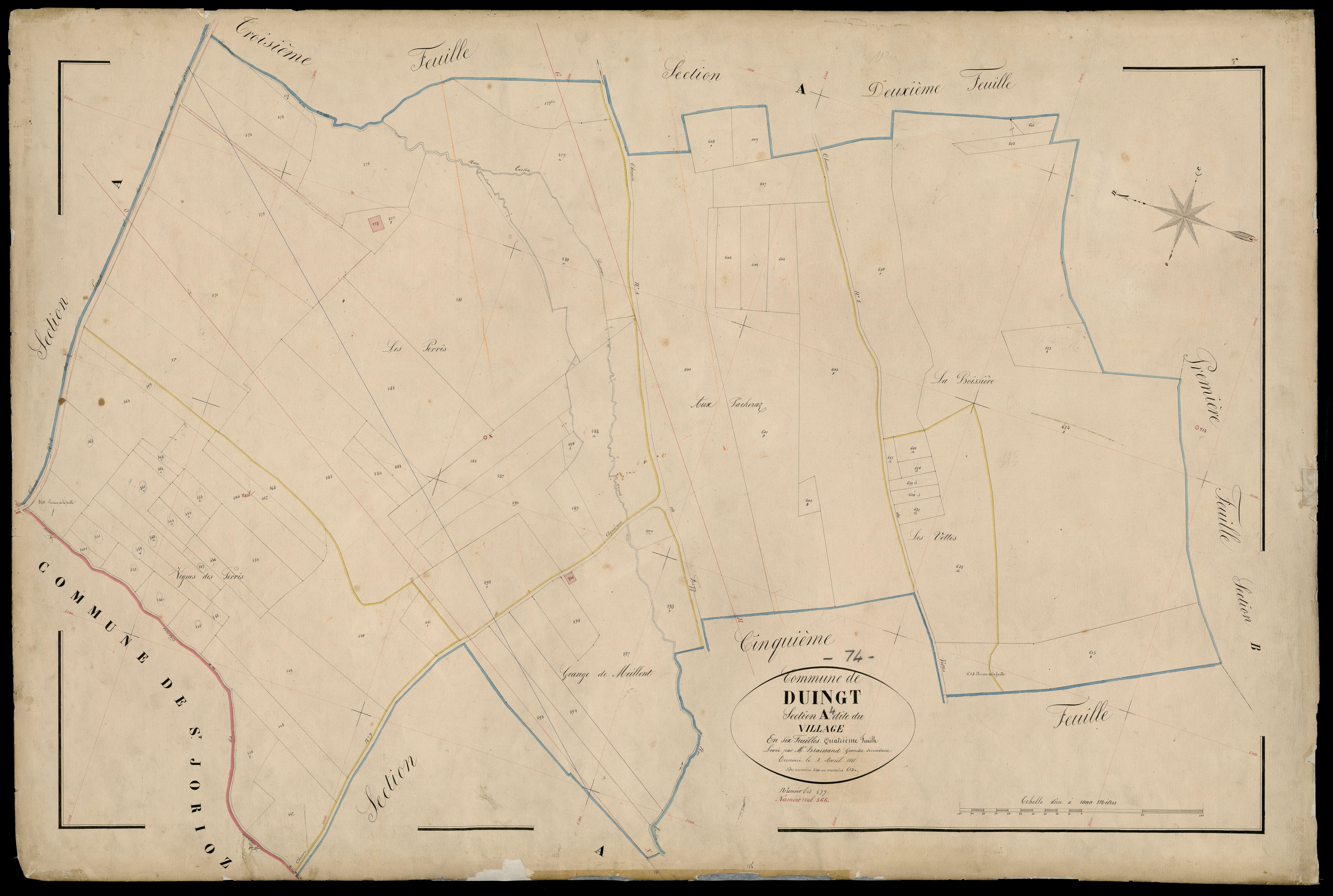 3 P 3 4342 - Feuille n° , parcelles n° 624 à 714 - 2 avril 1865