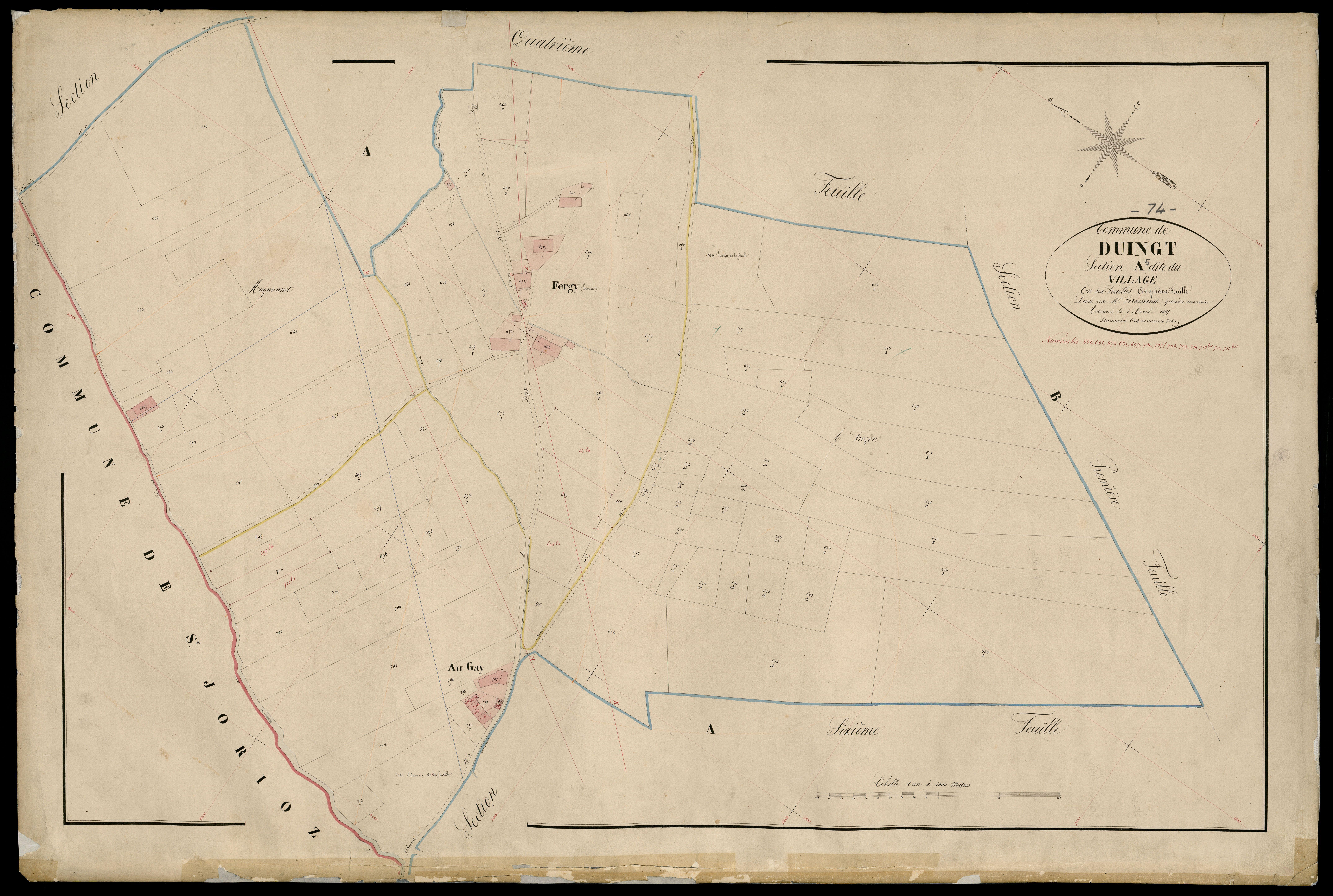 3 P 3 4343 - Feuille n° 6, parcelles n° 71 à 776 - 2 avril 1865
