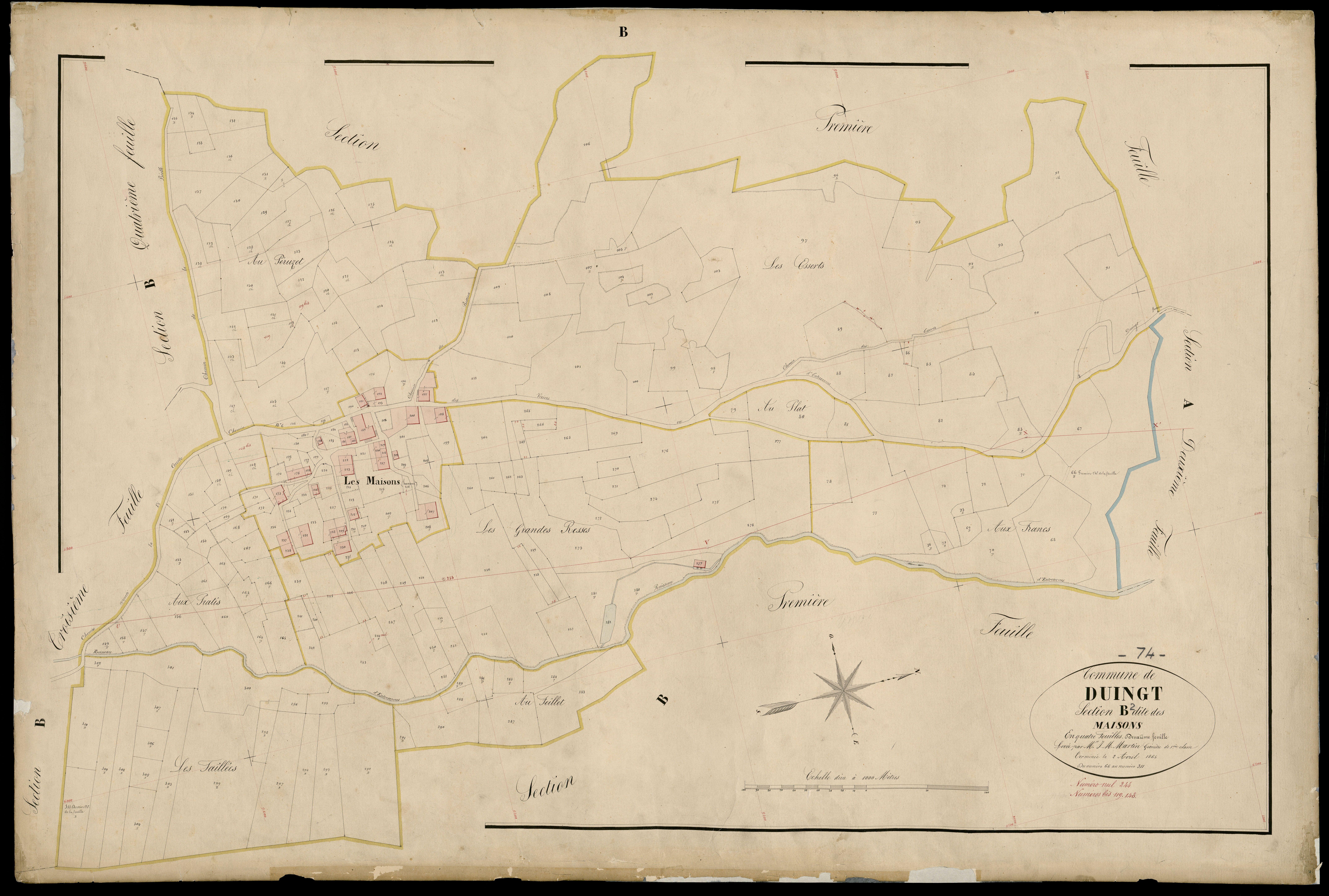 3 P 3 4346 - Feuille n° 3, parcelles n° 312 à 429 - 2 avril 1865