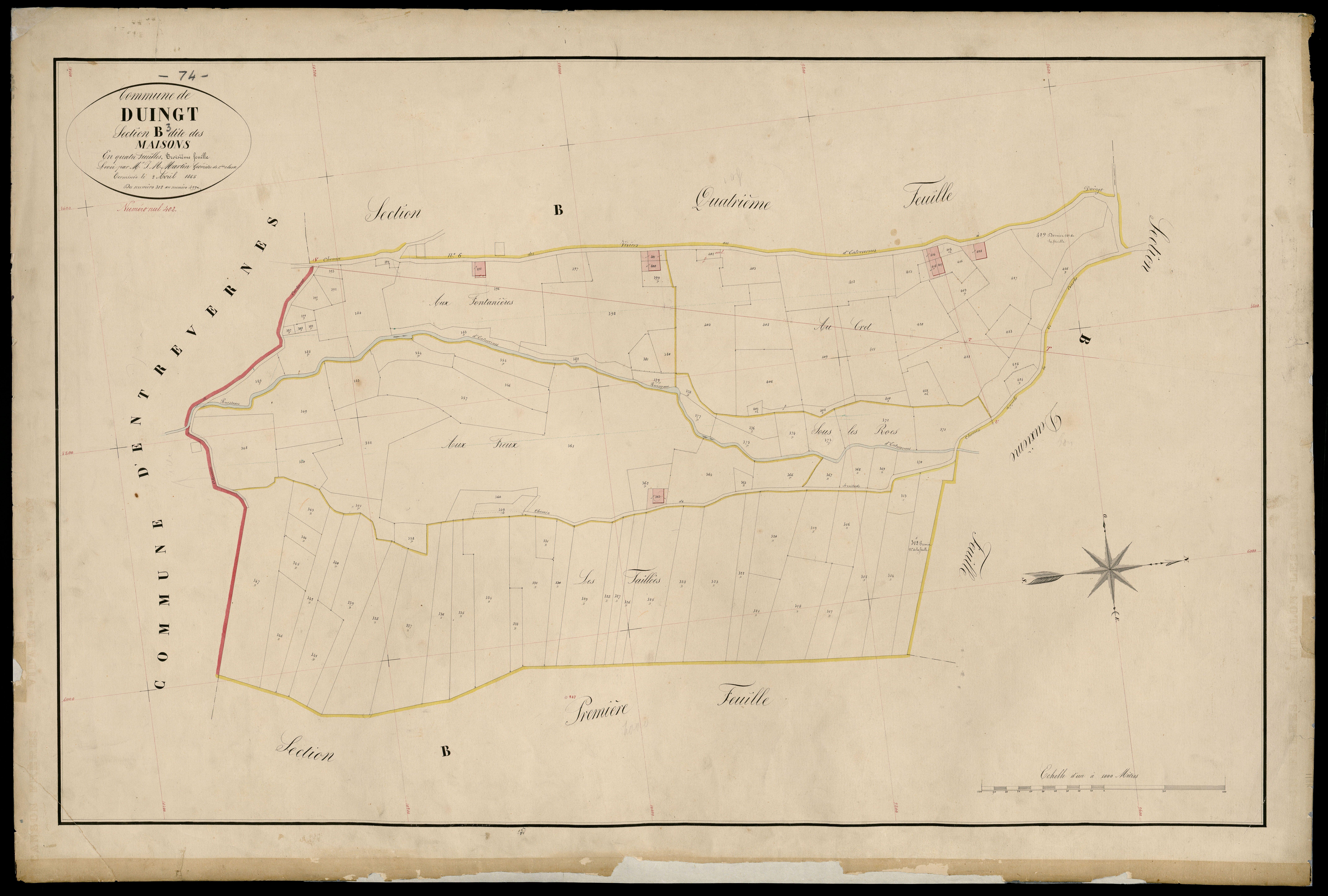 3 P 3 4347 - Feuille n° 4, parcelles n° 430 à 77 - 2 avril 1865