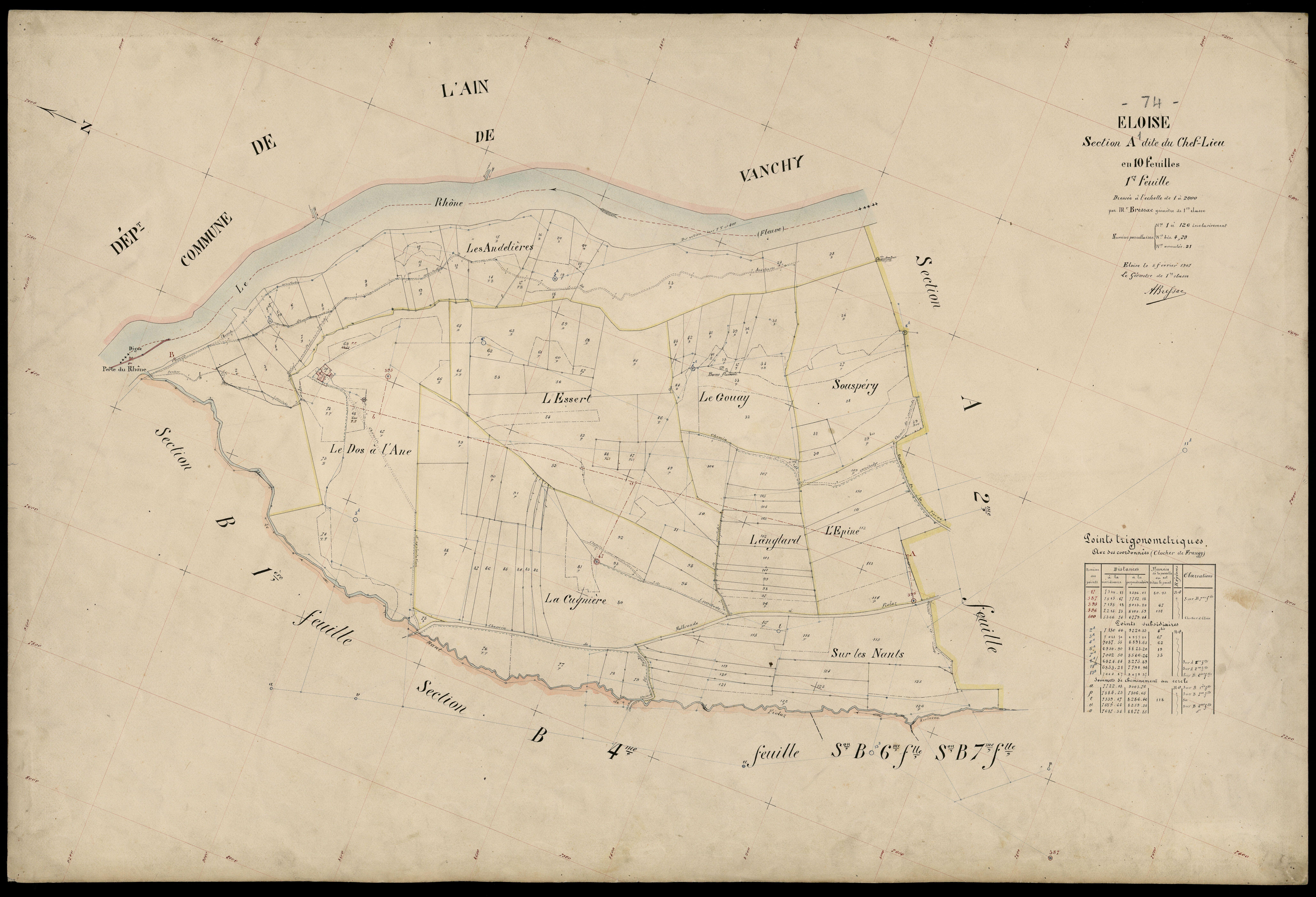 3 P 3 4350 - Feuille n° 2, parcelles n° 127 à 276 - 5 février 1907