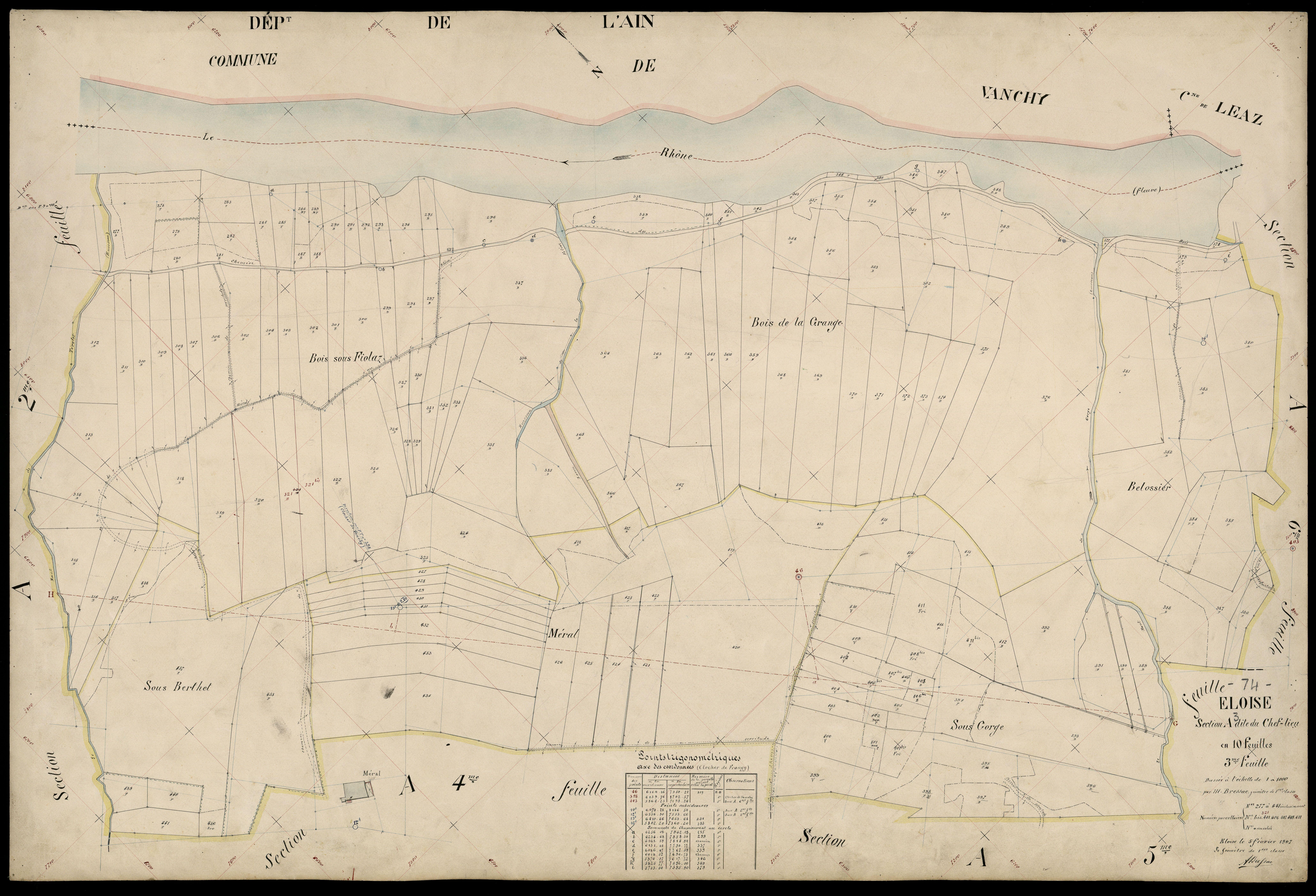 3 P 3 4352 - Feuille n° 4, parcelles n° 442 à 610 - 5 février 1907