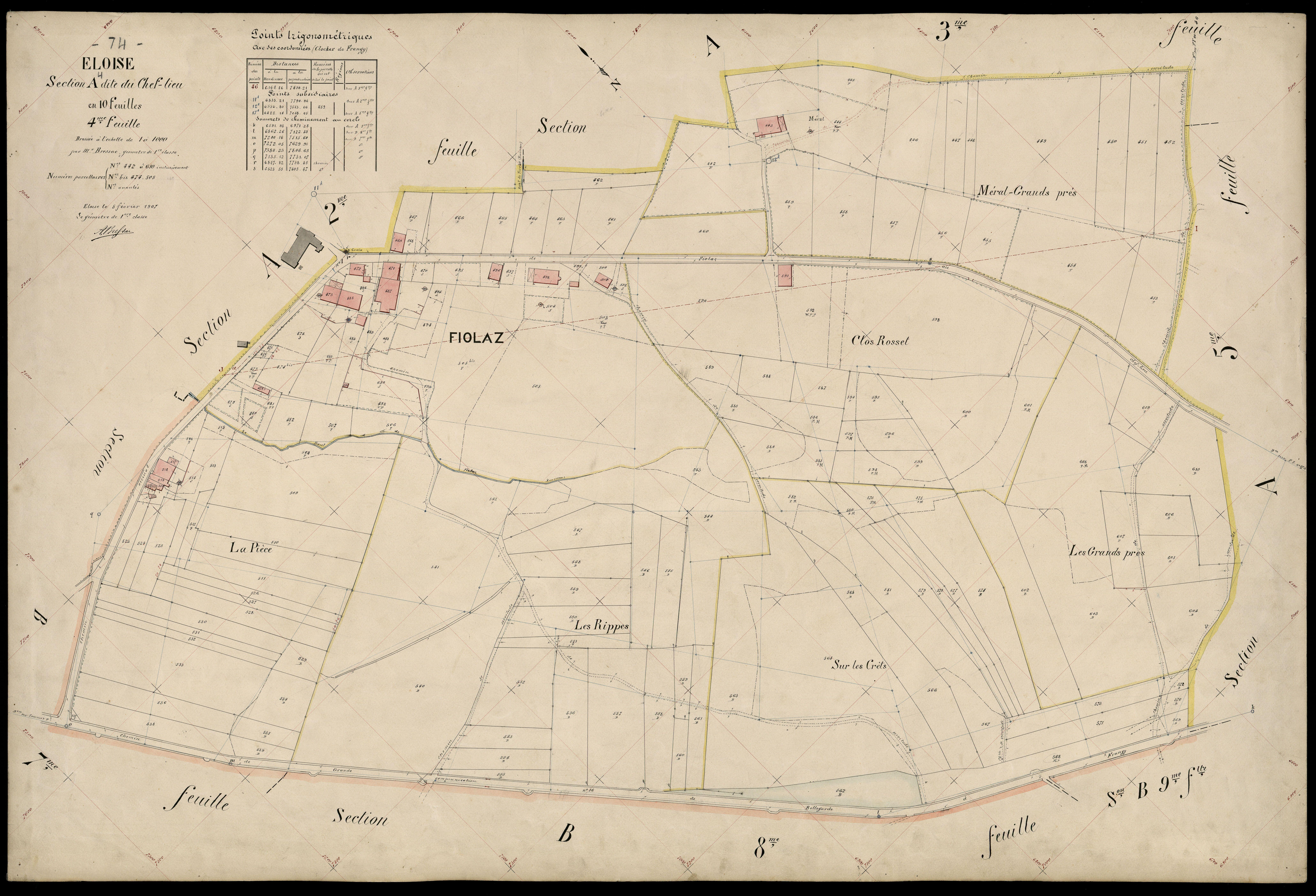 3 P 3 4353 - Feuille n° , parcelles n° 611 à 74 - 5 février 1907