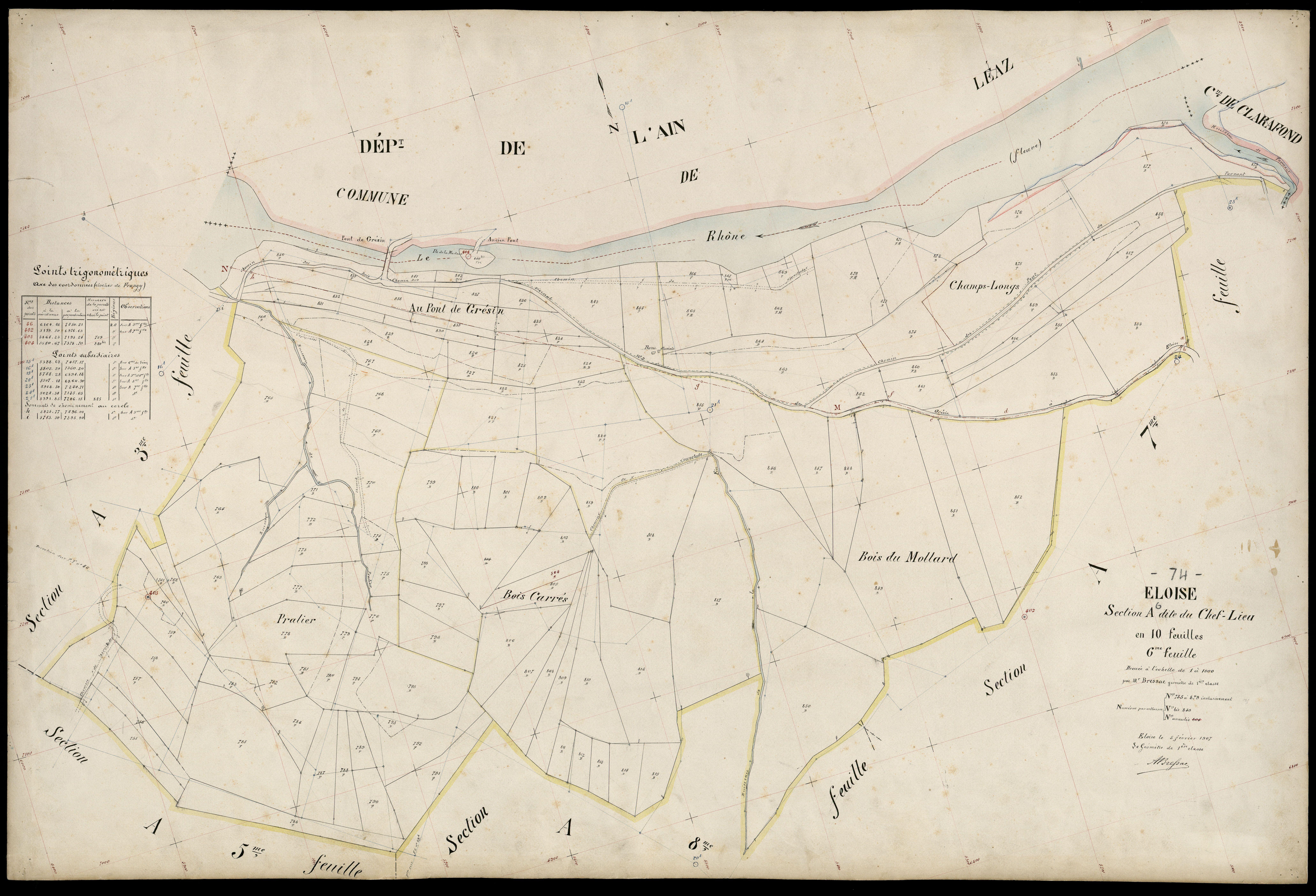 3 P 3 4355 - Feuille n° 7, parcelles n° 880 à 1068 - 5 février 1907