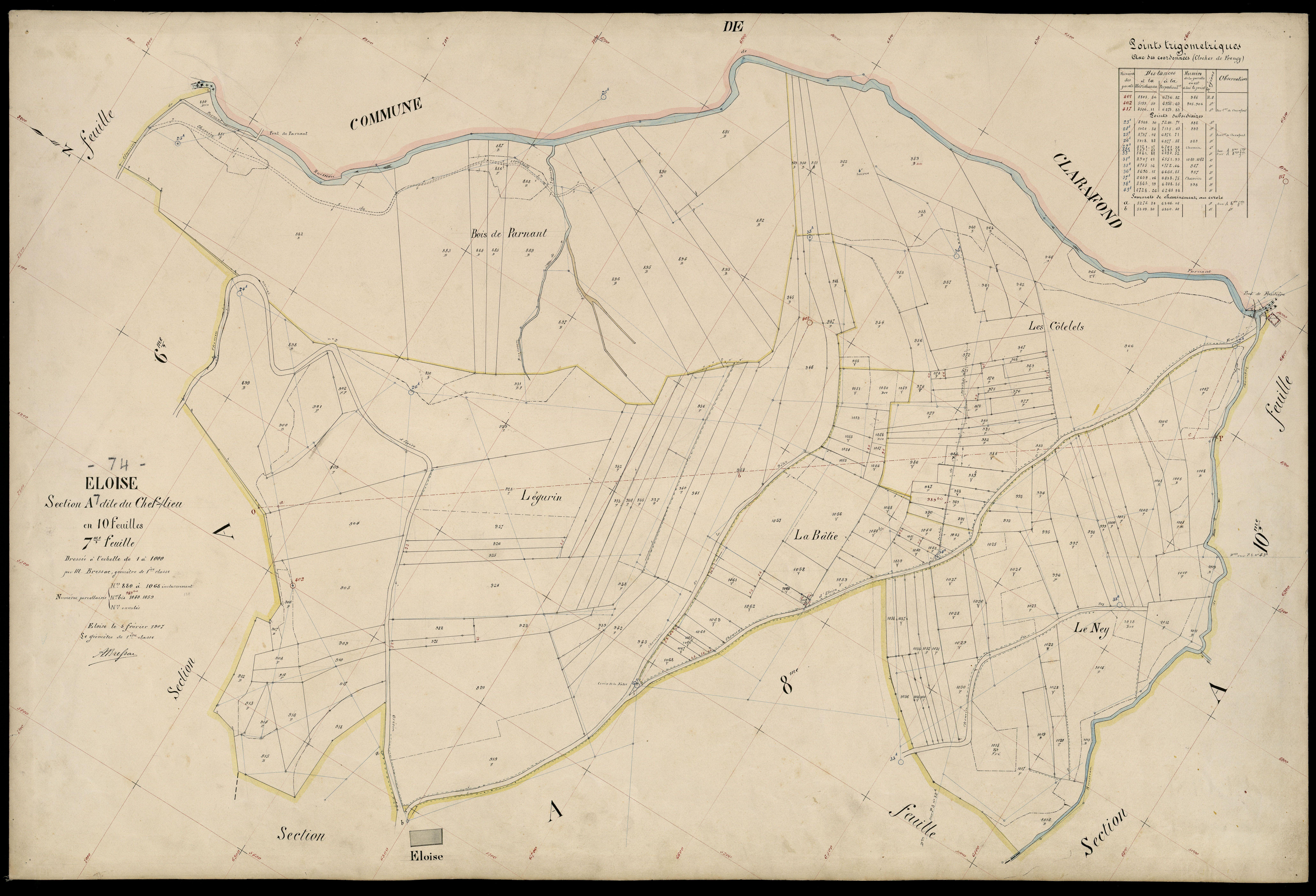 3 P 3 4356 - Feuille n° 8, parcelles n° 1069 à 1348 - 5 février 1907
