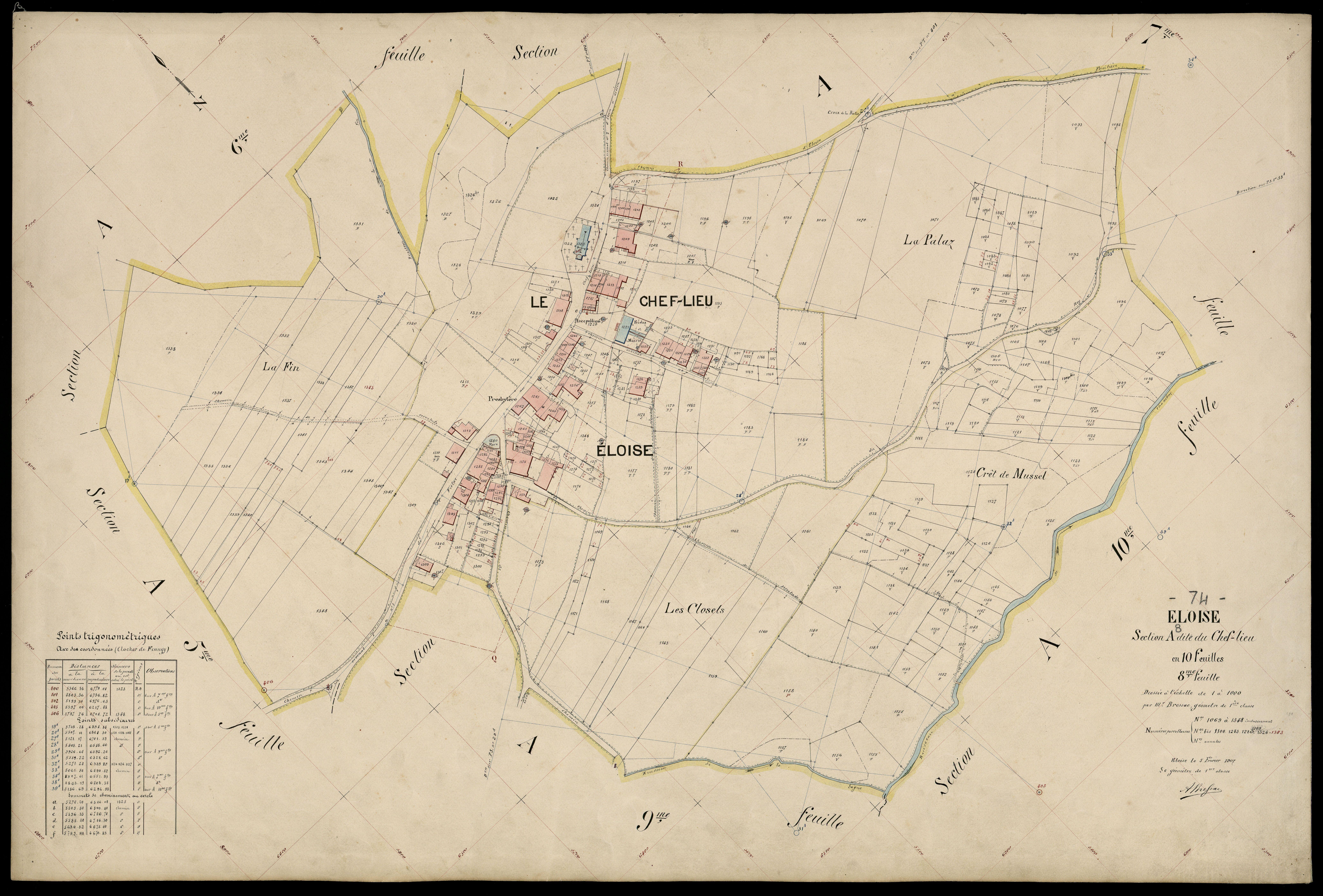 3 P 3 4357 - Feuille n° 9, parcelles n° 1349 à 1469 - 5 février 1907