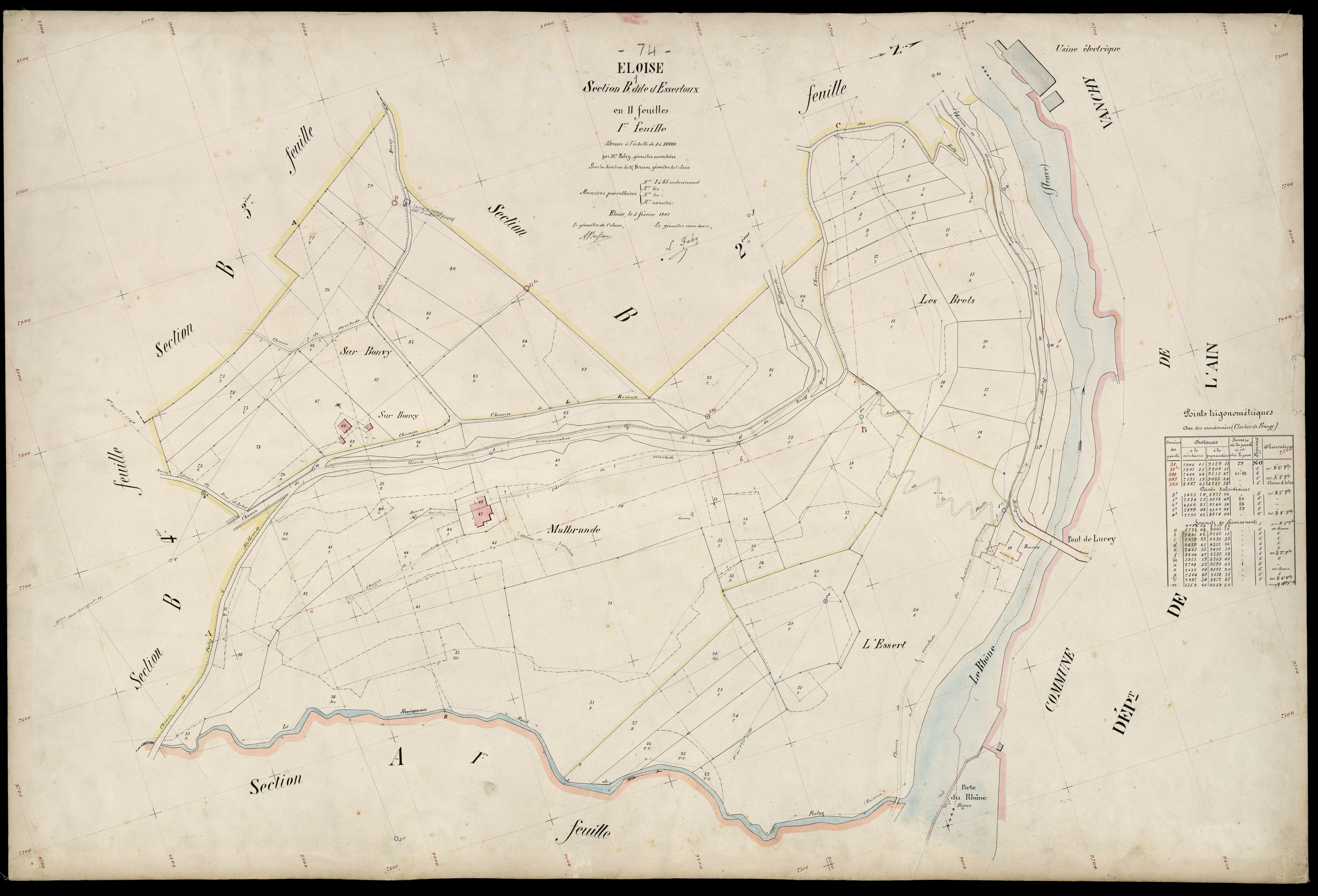 3 P 3 4360 - Feuille n° 2, parcelles n° 86 à 134 - 5 février 1907
