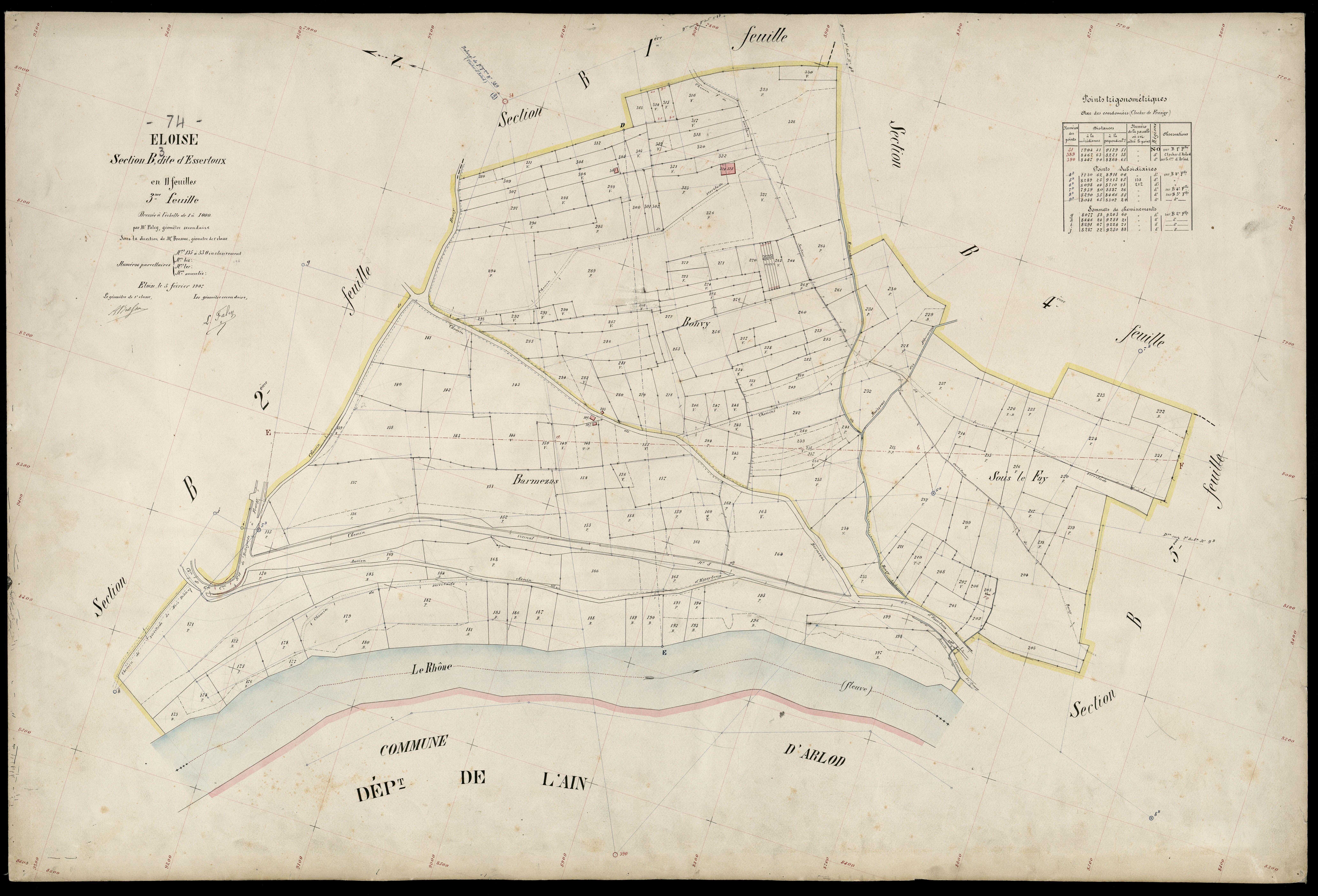 3 P 3 4362 - Feuille n° 4, parcelles n° 331 à 489 - 5 février 1907