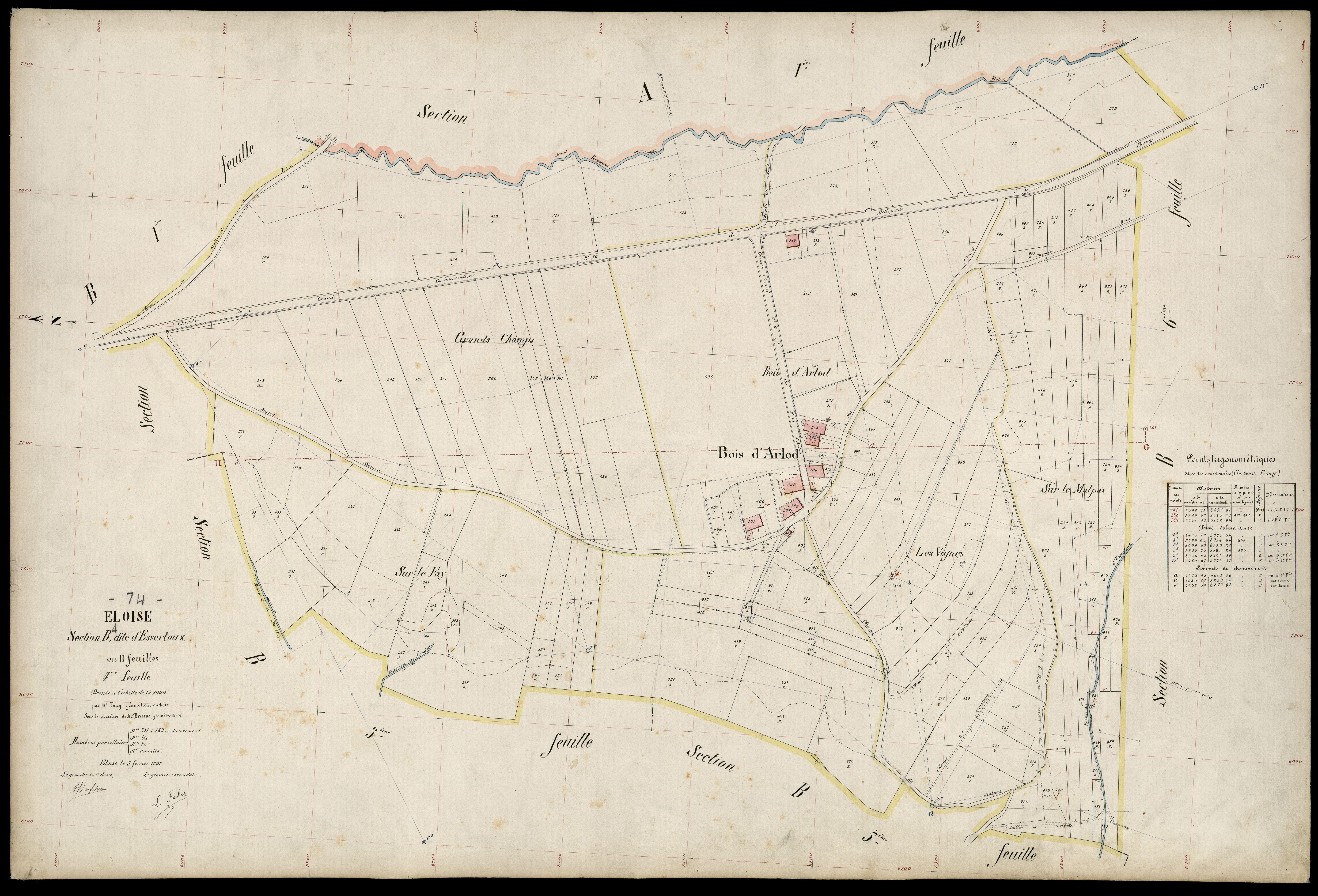 3 P 3 4363 - Feuille n° , parcelles n° 490 à 733 - 5 février 1907