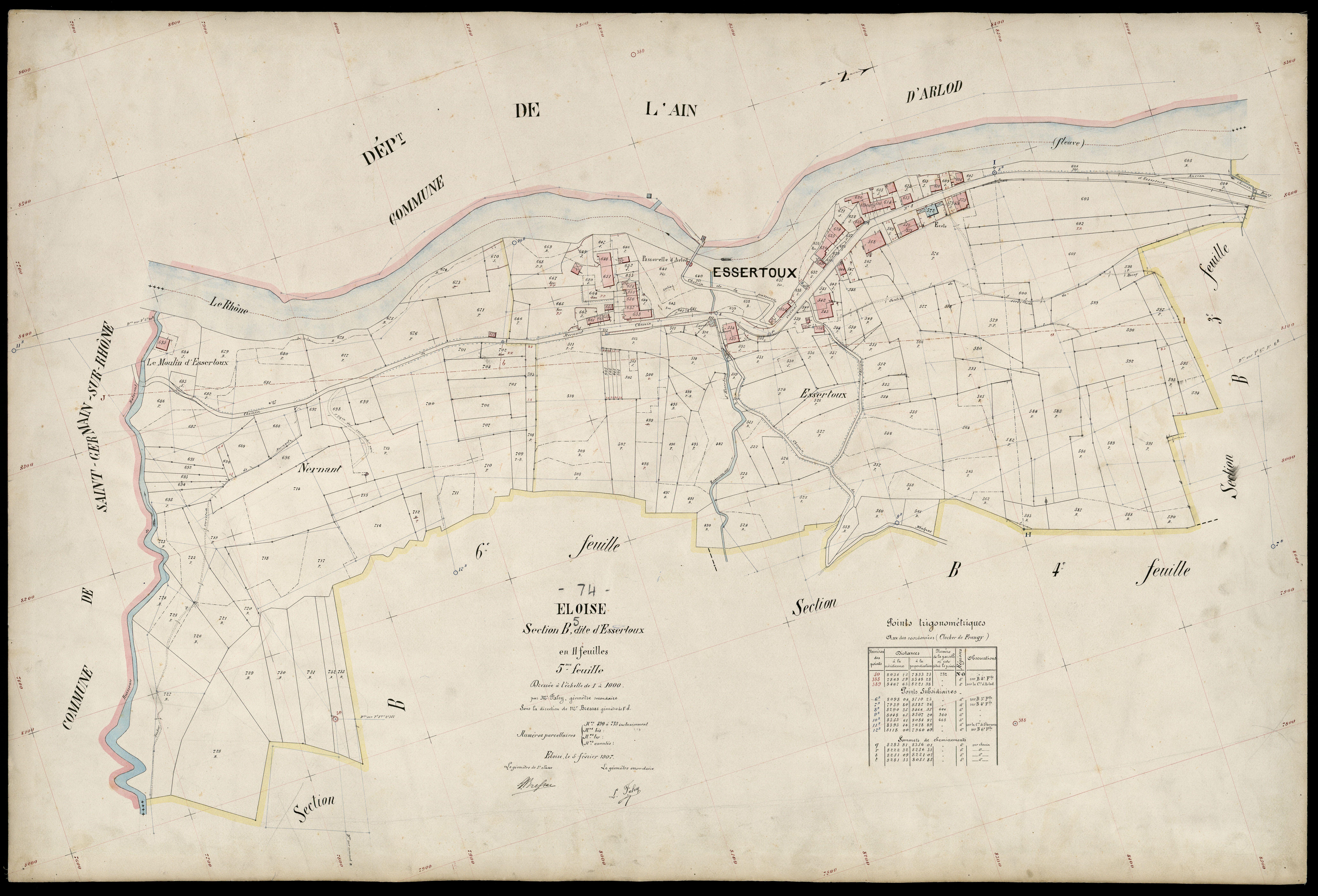 3 P 3 4364 - Feuille n° 6, parcelles n° 734 à 86 - 5 février 1907