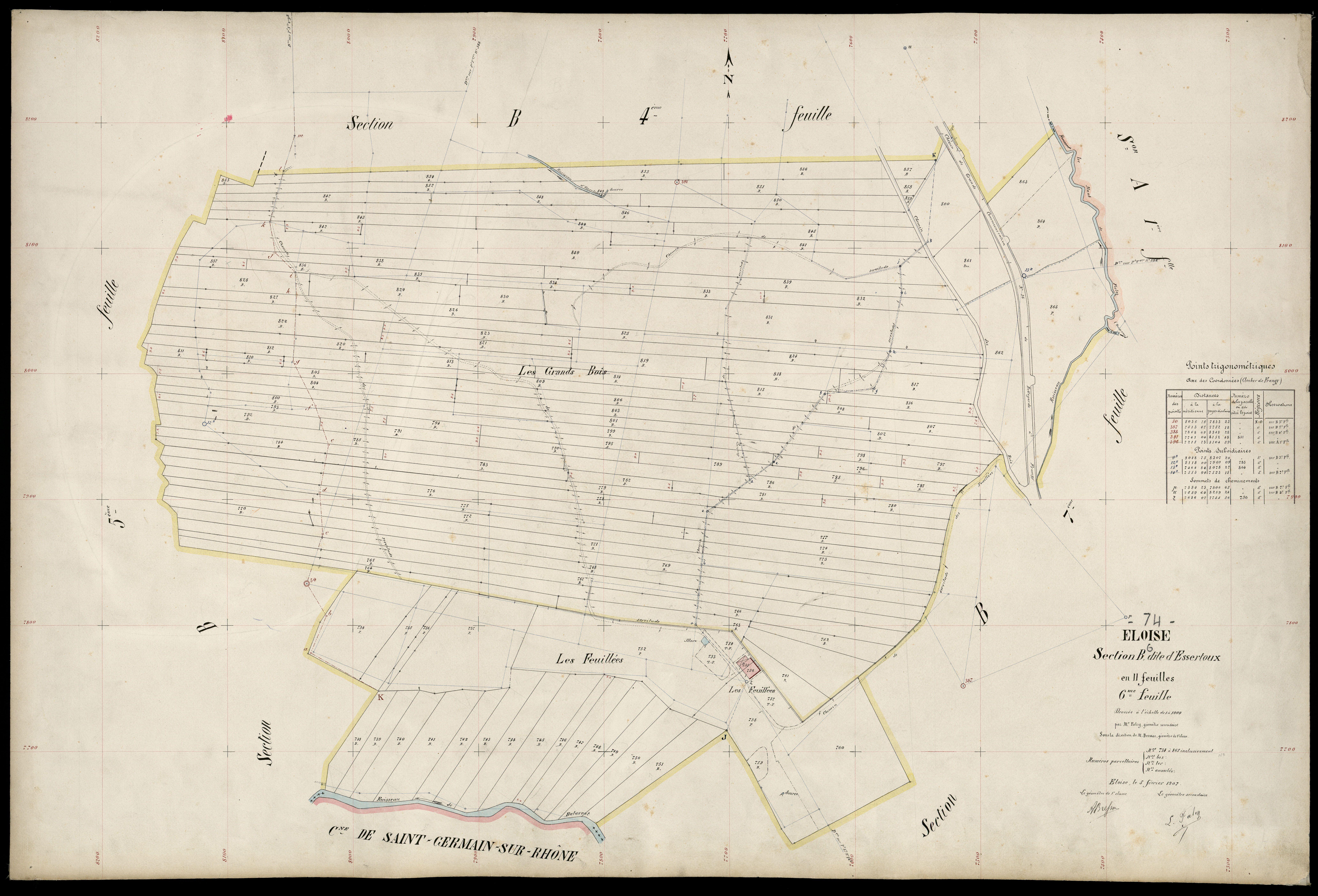 3 P 3 4365 - Feuille n° 7, parcelles n° 866 à 968 - 5 février 1907