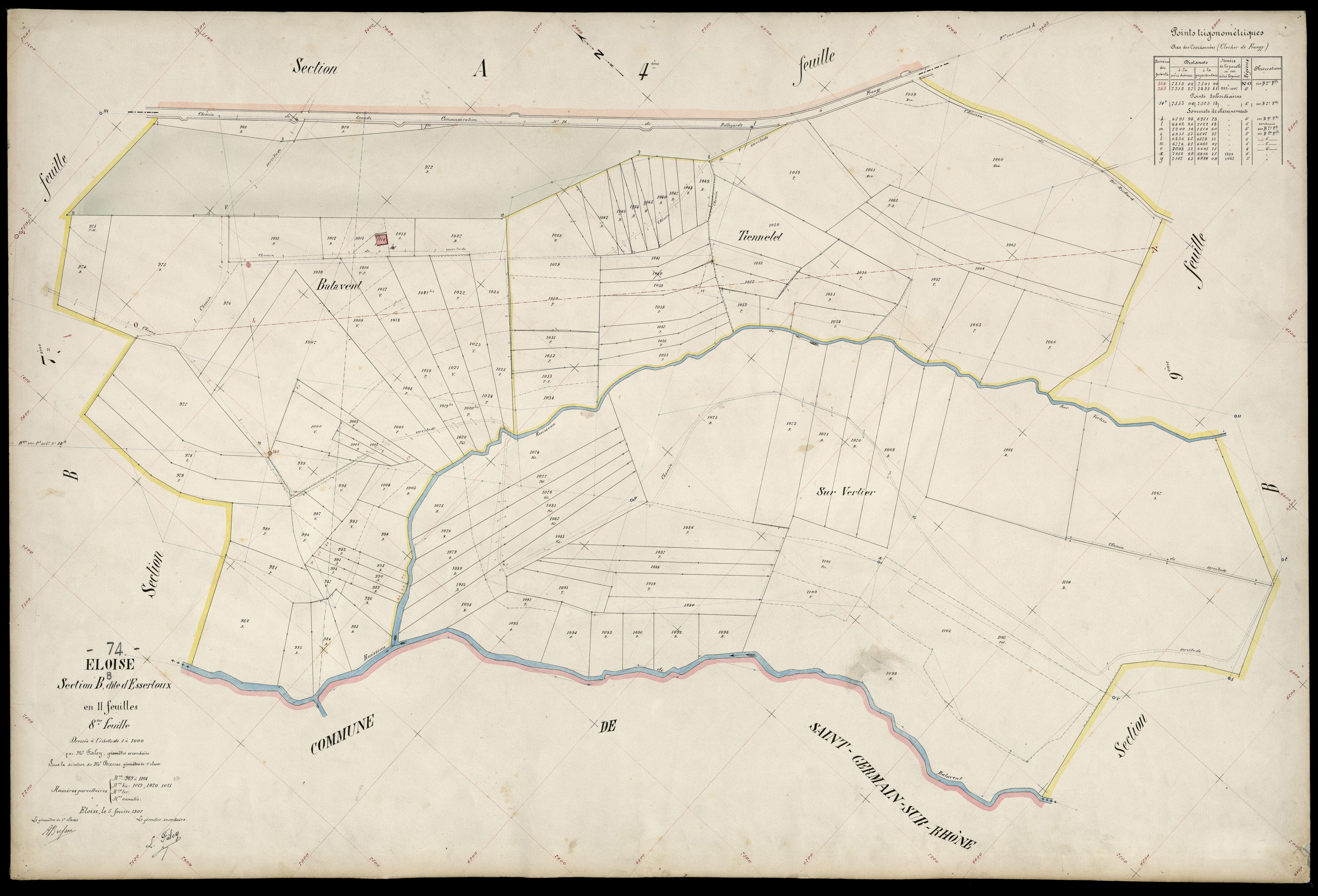 3 P 3 4367 - Feuille n° 9, parcelles n° 110 à 117 - 5 février 1907