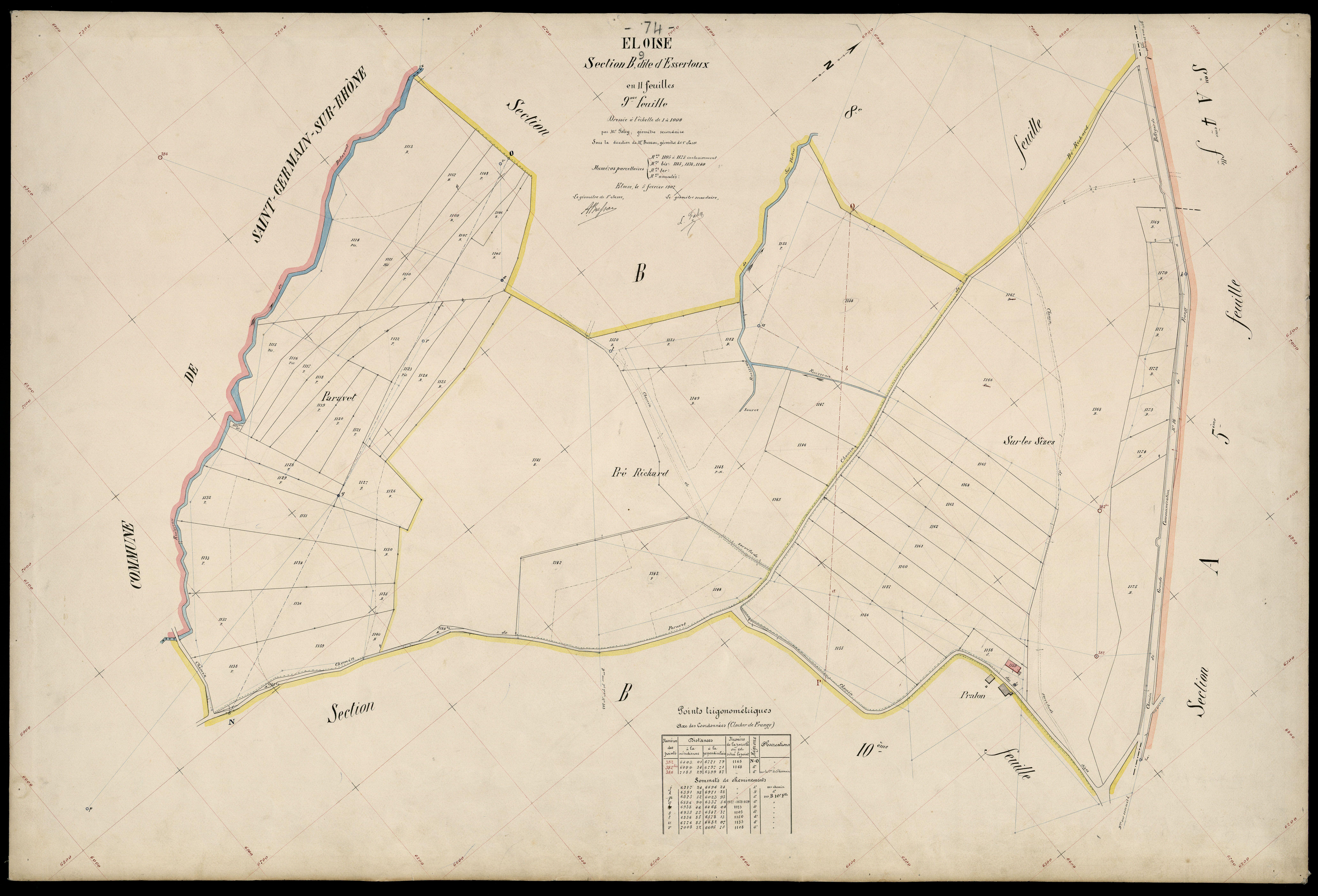 3 P 3 4368 - Feuille n° 10, parcelles n° 1176 à 1288 - 5 février 1907